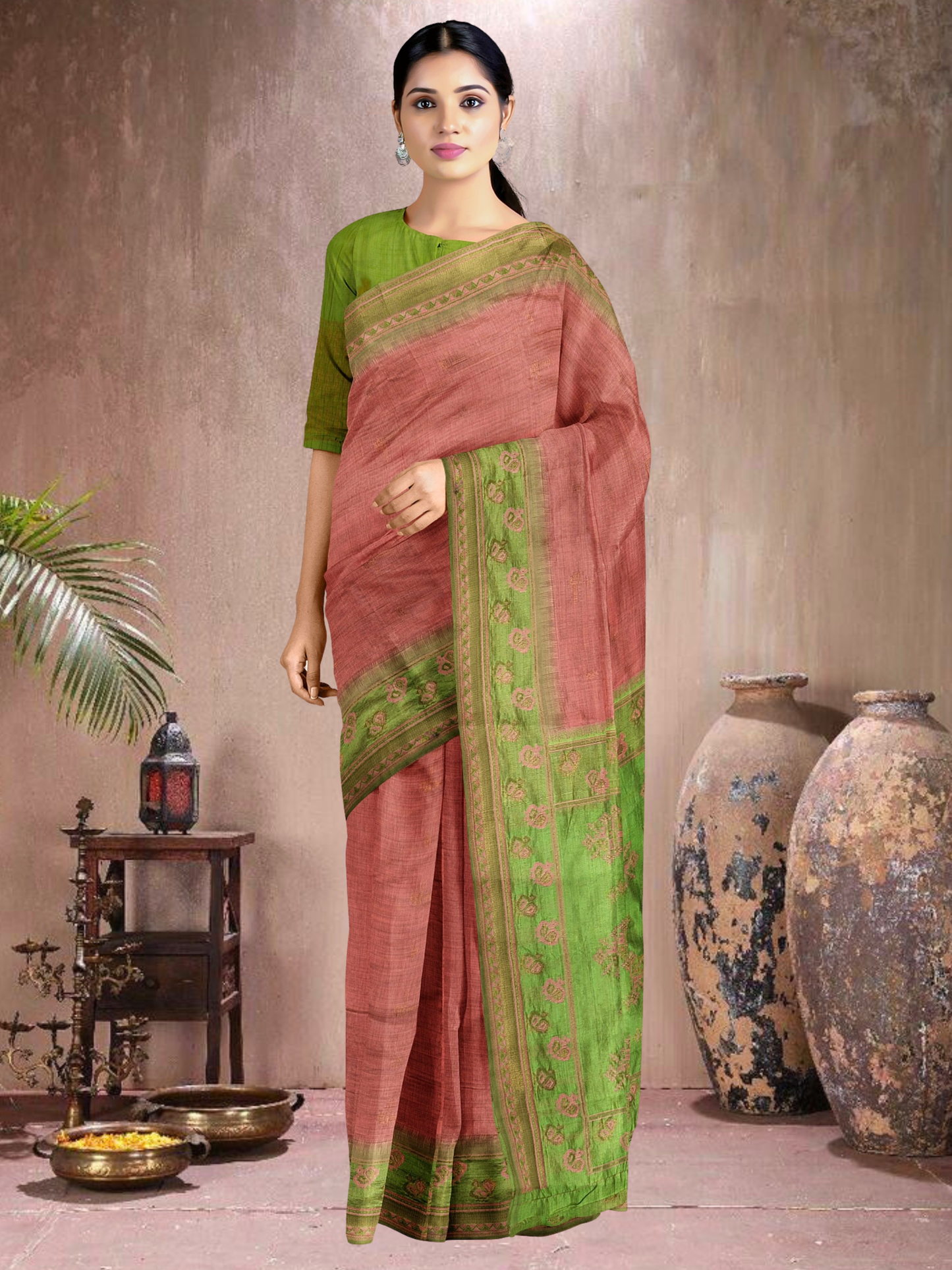 Peach Glow Cotton Blend Saree (PC-G-514005-2)