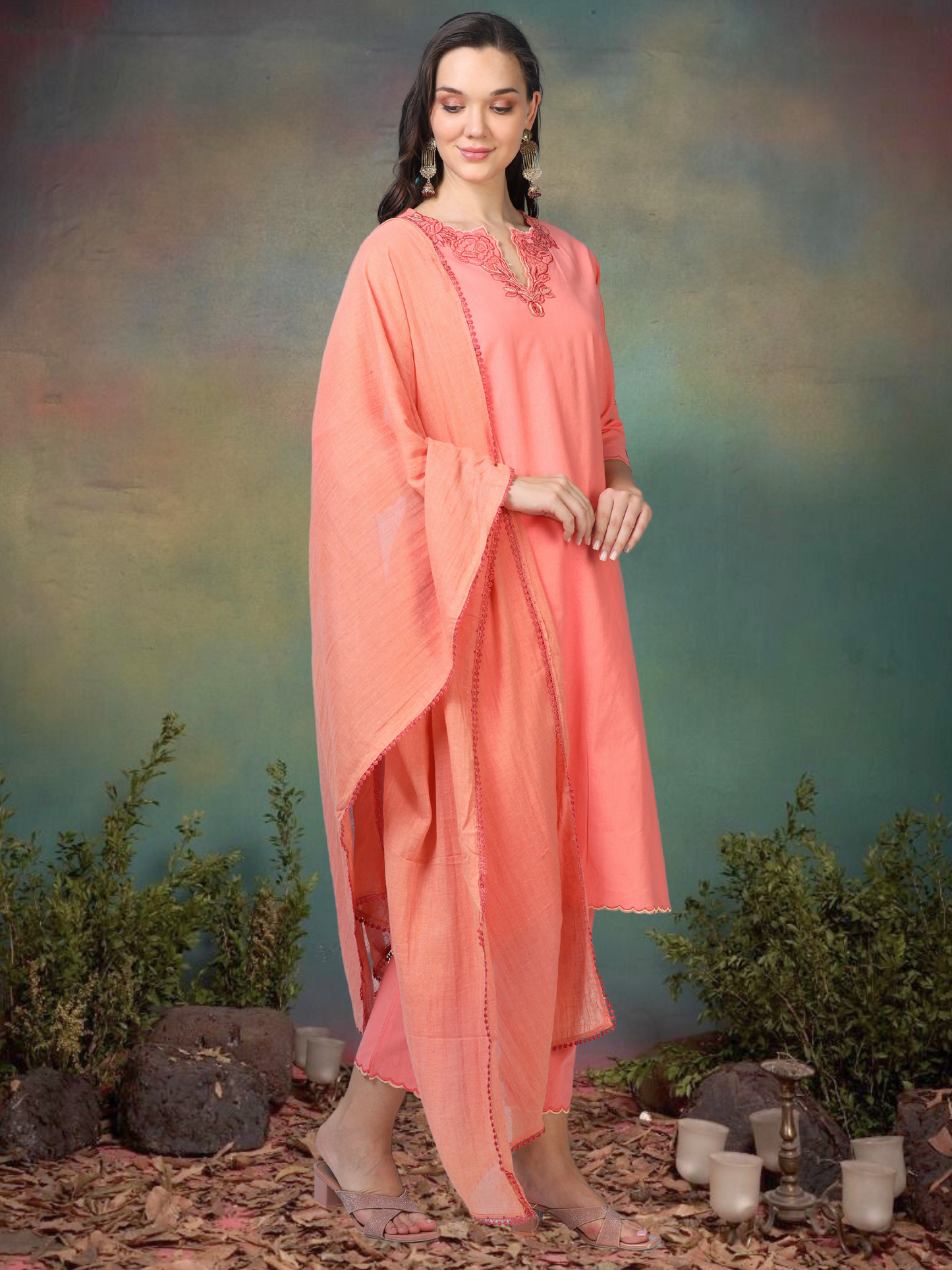 Blush Rush – Baby Pink Handworked 3-Piece Set (1KB-2-C5)