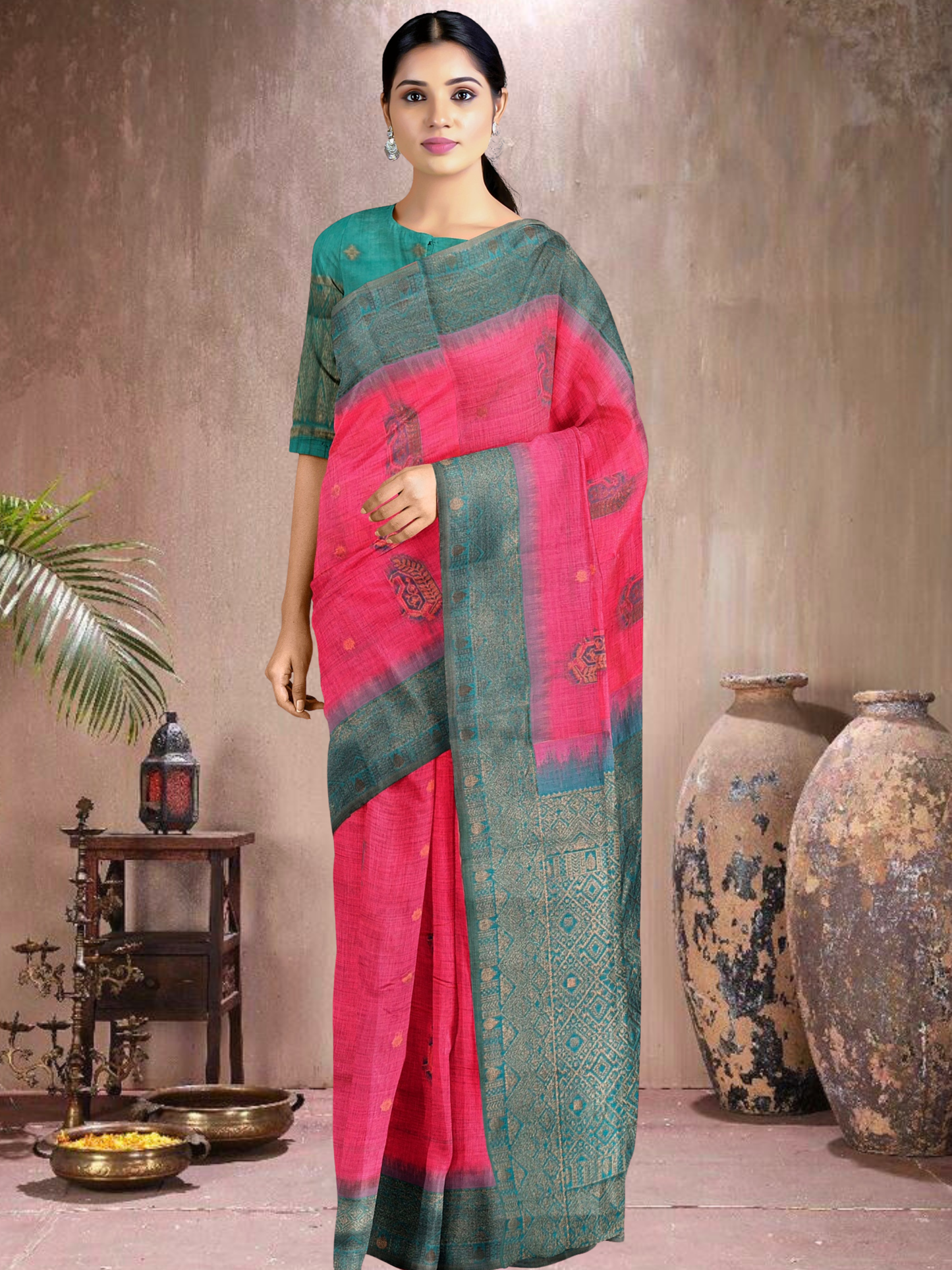 Rose Cotton Blend Saree (RP-RM-514005-3)