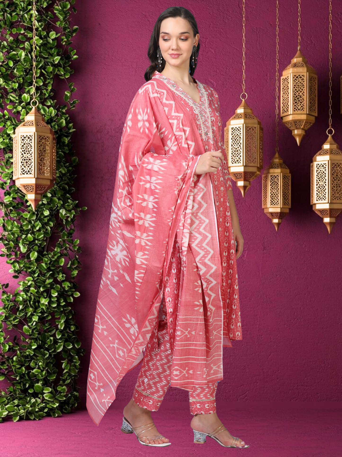 Pink Parade – Handworked Printed 3-Piece Set (2DF-2-C16)