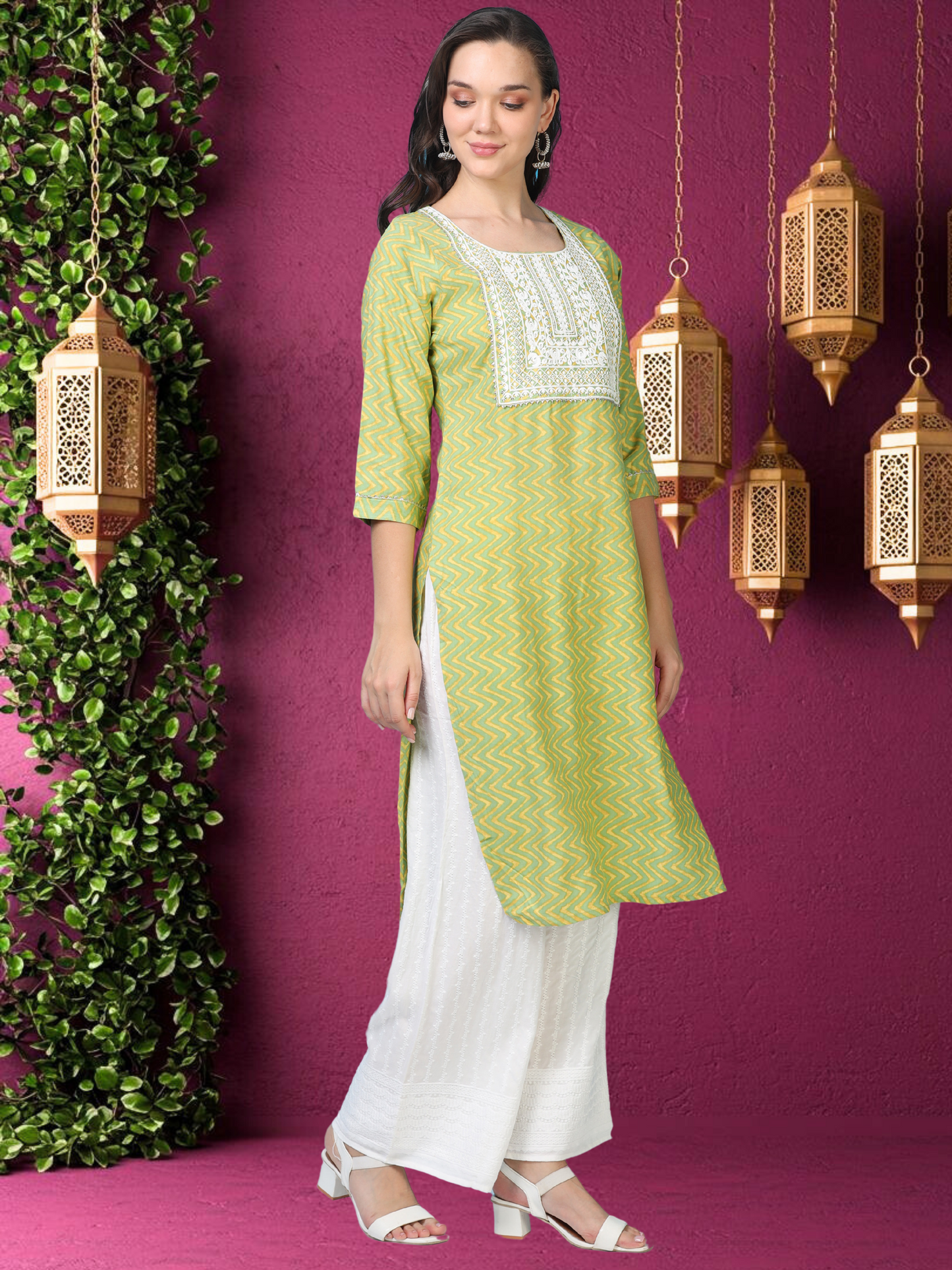 Leheriya Lime – Green Cotton 2-Piece Set (2AA-5-B2)