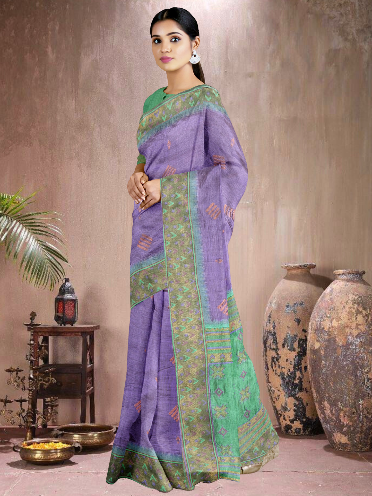 Lavender Lush Cotton Blend Saree (L-RM-514005-1)