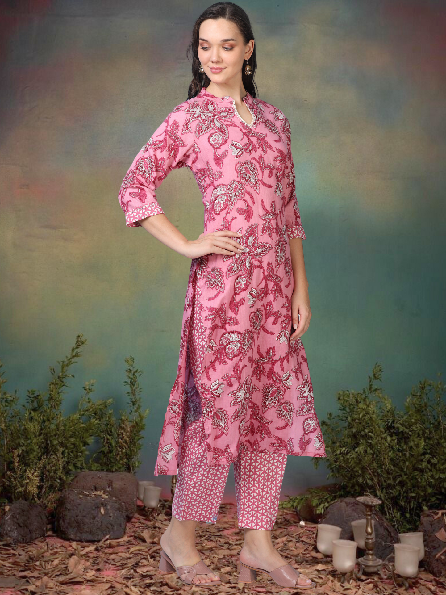 Rose Reverie – Printed Cotton 2-piece Set (2FW-2-B5)
