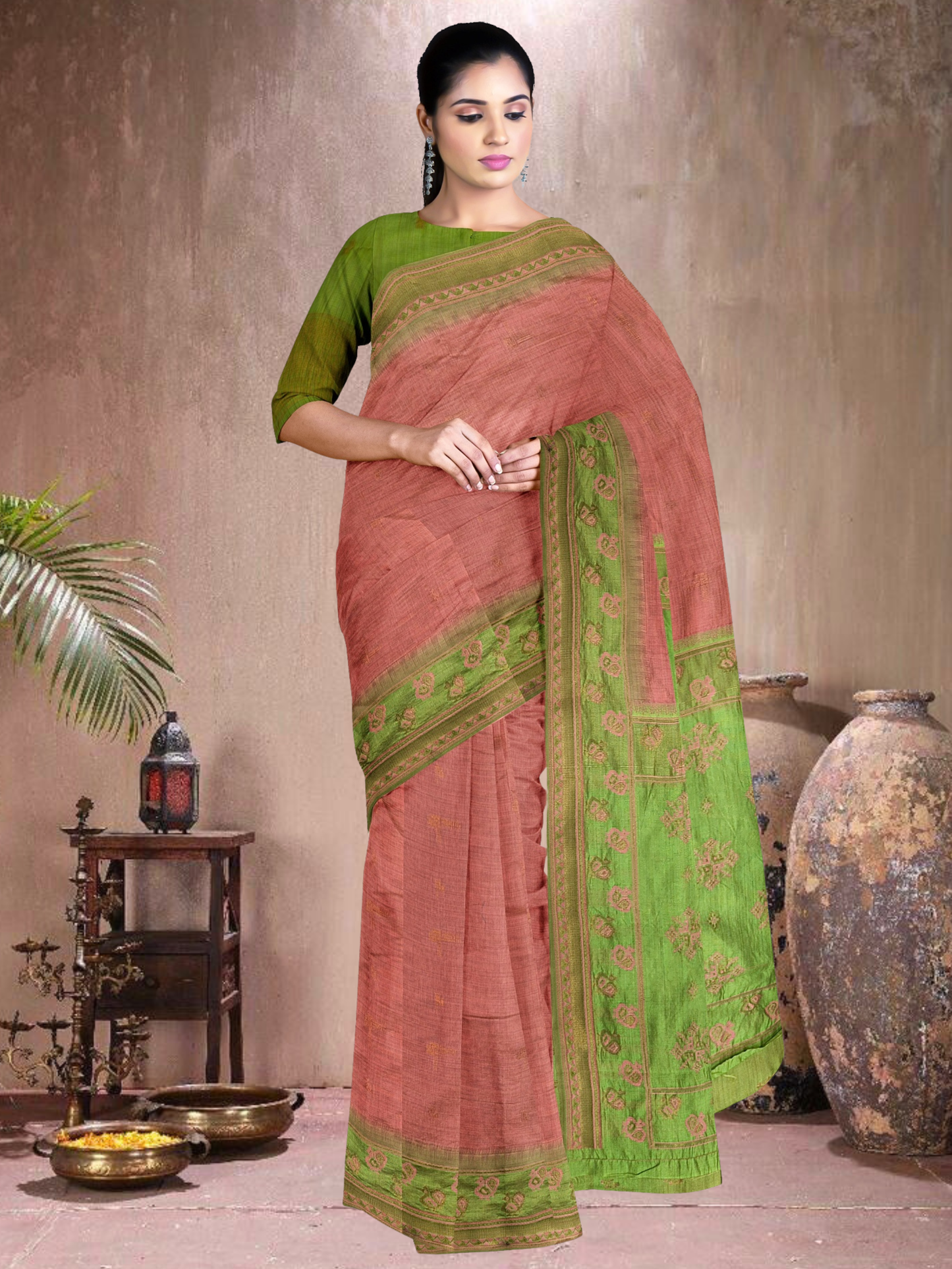 Peach Glow Cotton Blend Saree (PC-G-514005-2)