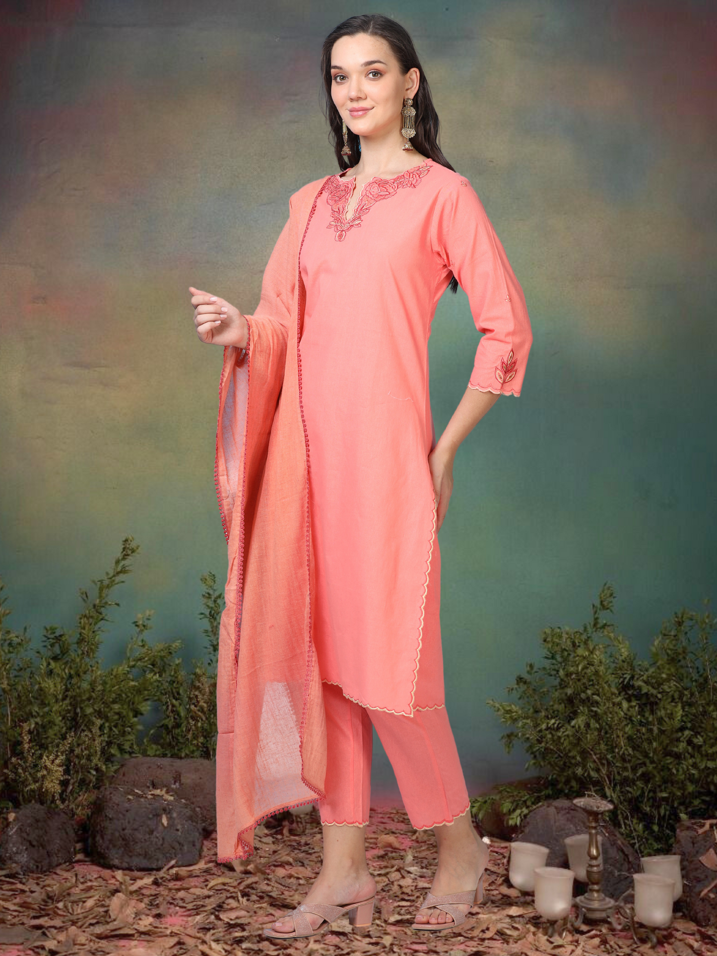 Blush Rush – Baby Pink Handworked 3-Piece Set (1KB-2-C5)