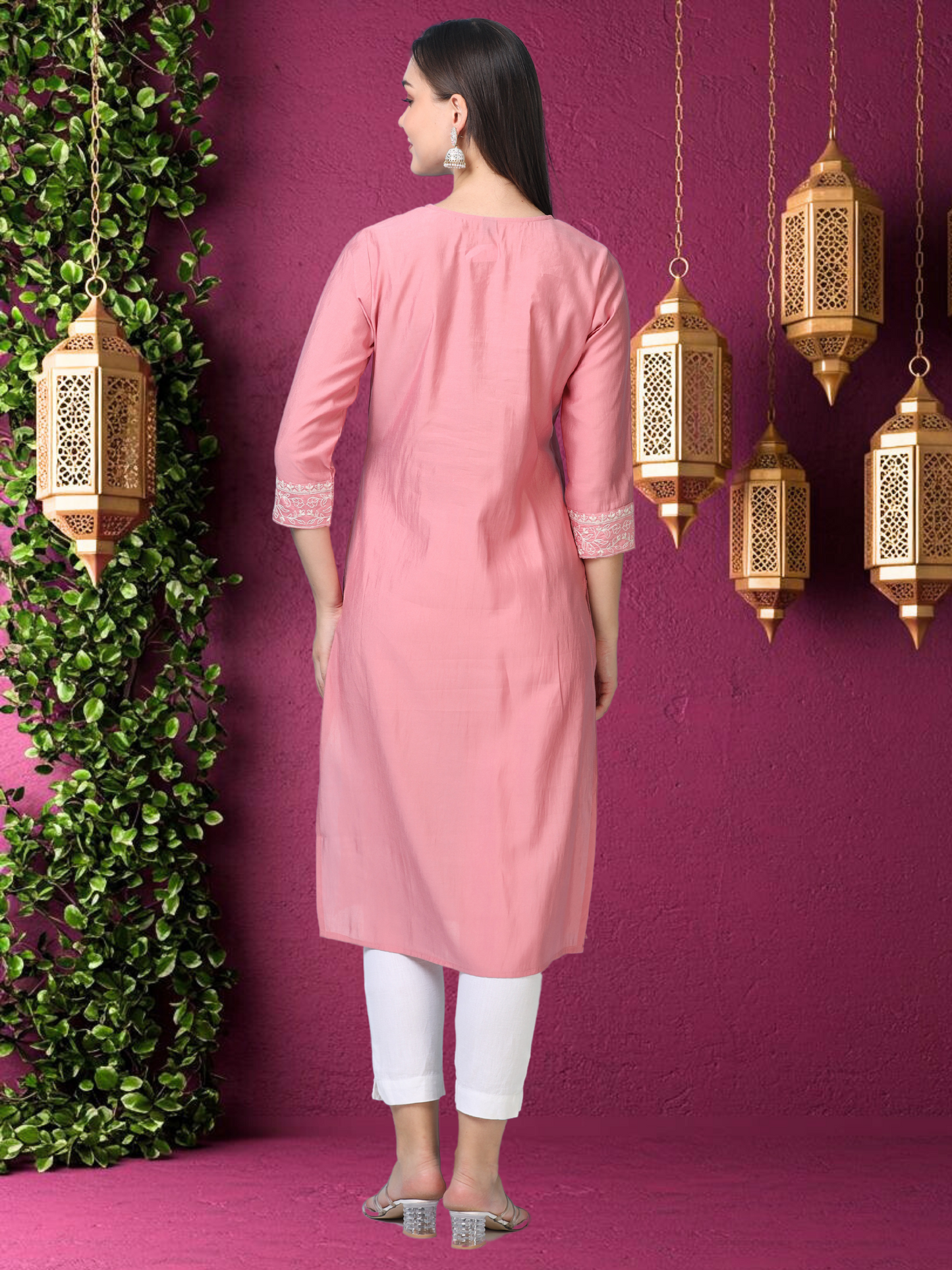 Blush Thread – Light Pink Cotton-Blend Kurti (2AA-2-A1)