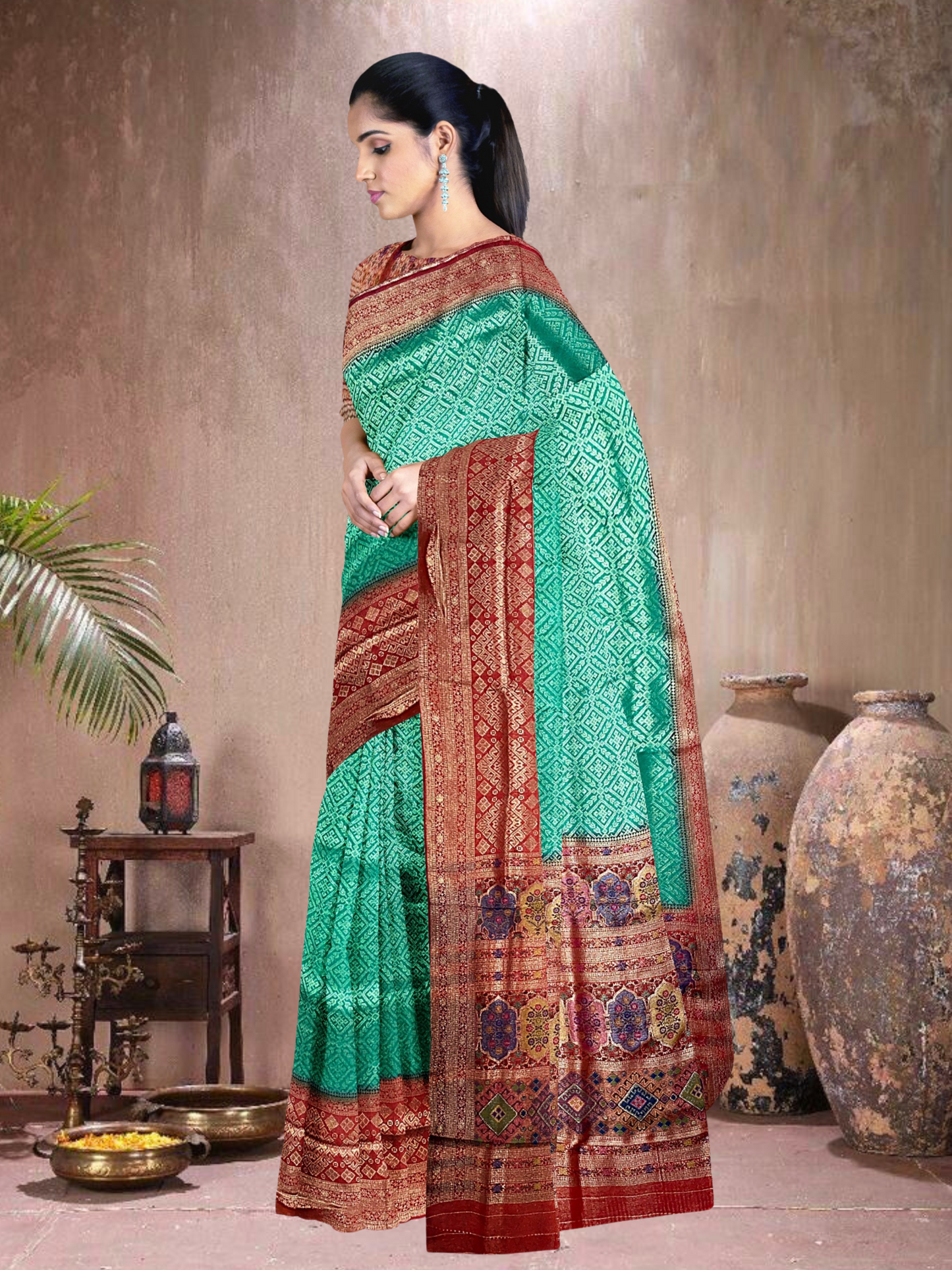 Rama-Red Royale – Satin Brocade Saree with Meena Kari (RM-R-519004)