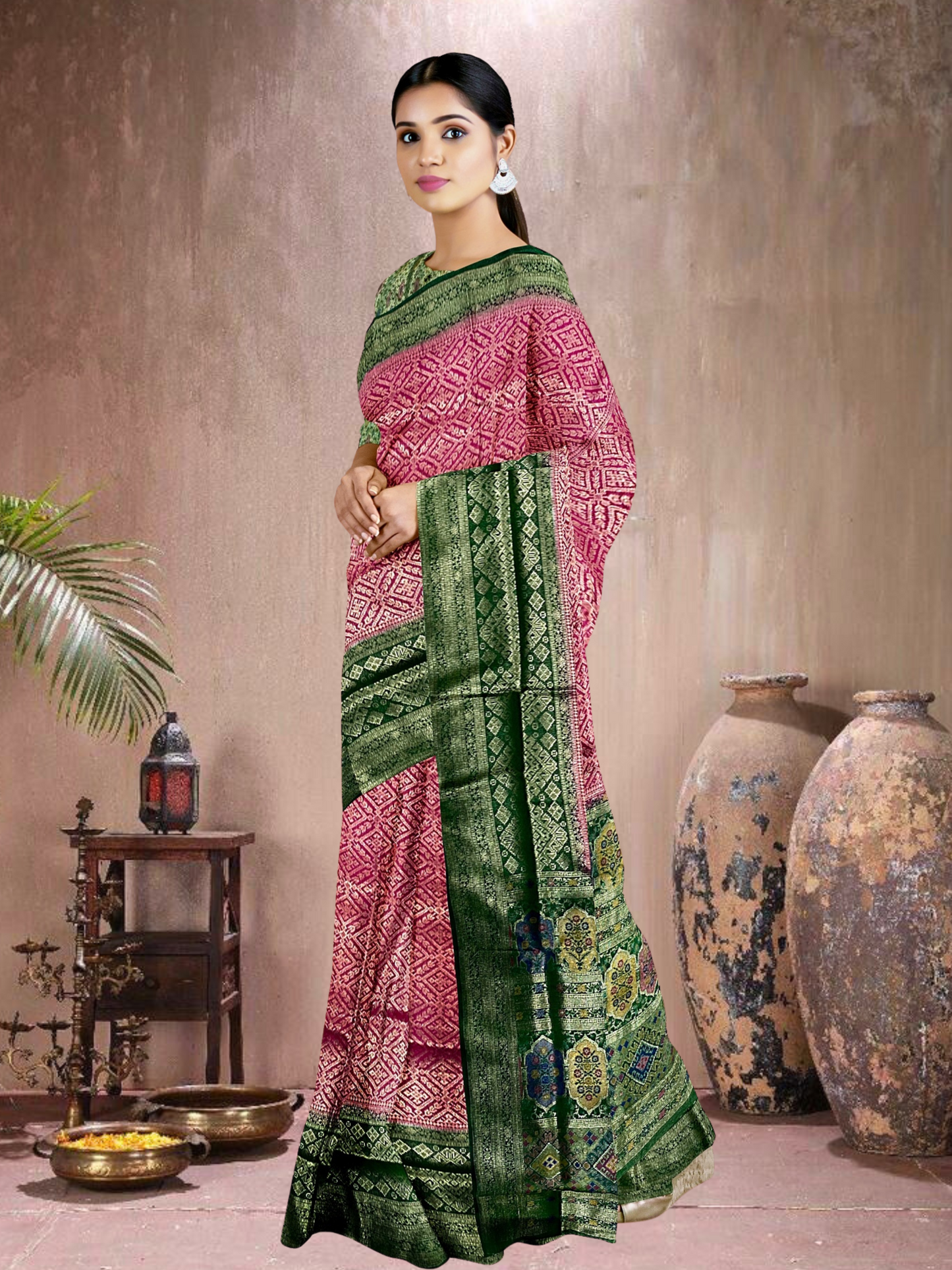 Rani-Green Radiance – Satin Brocade Saree with Meena Kari (RP-G-519004)