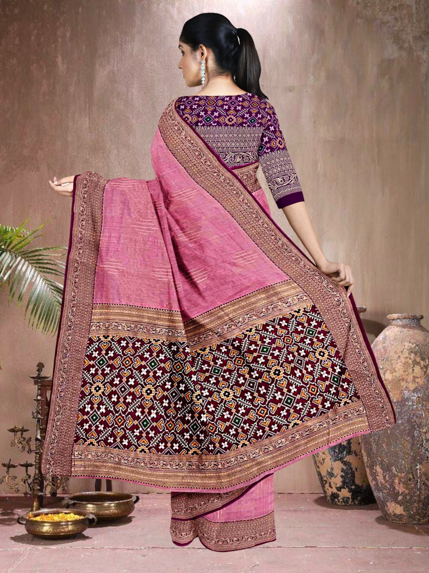 Pink-Purple Charm – Tussar Silk Saree (PI-PU-K20F15)