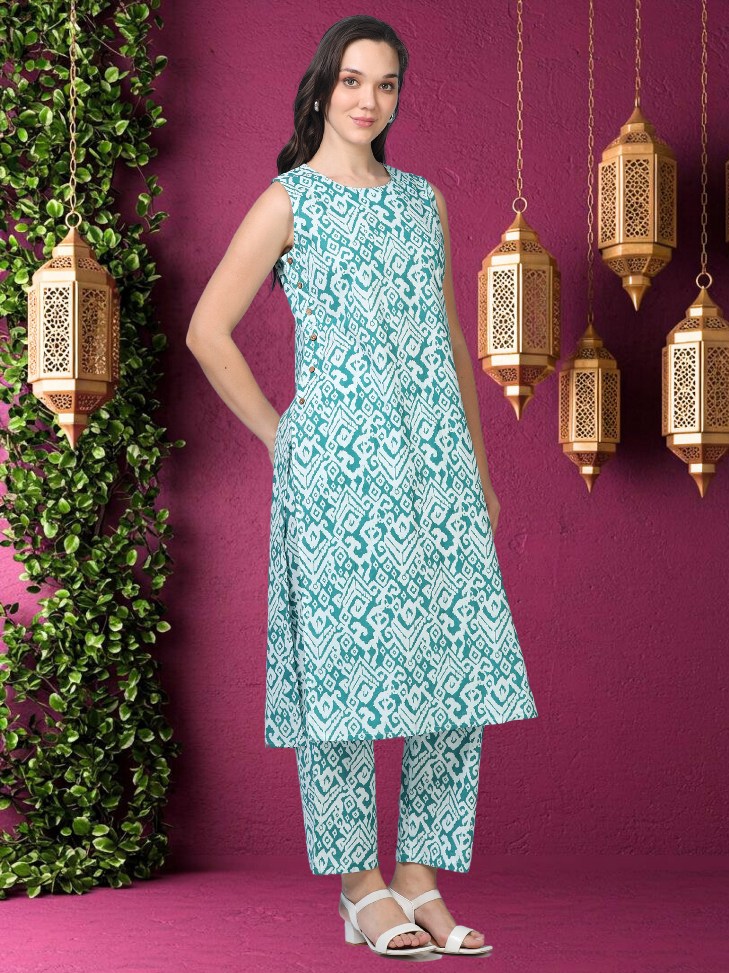 Rama Rave – Printed Cotton Co-ord Set (2DF-5-B14)