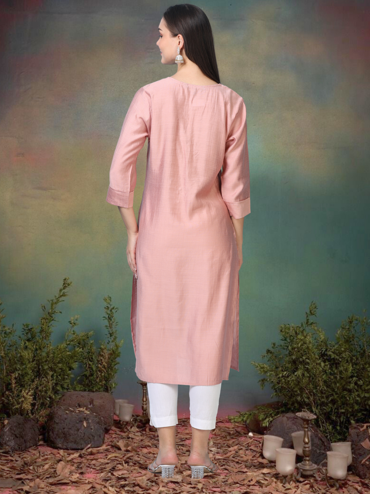 Pretty Please – Baby Pink Raw Silk Kurti (1KB-2-A8)