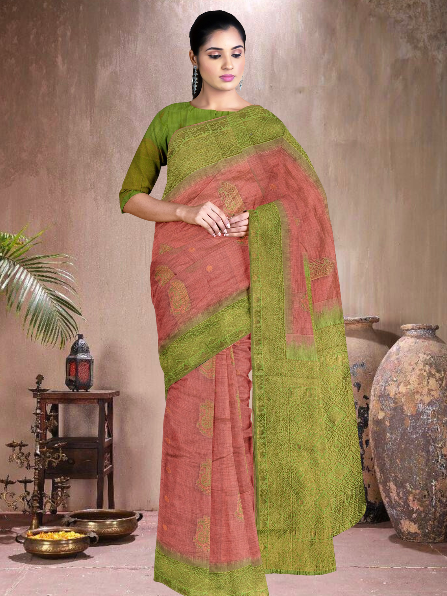 Peach Meadow Cotton Blend Saree (PC-G-514005-3)