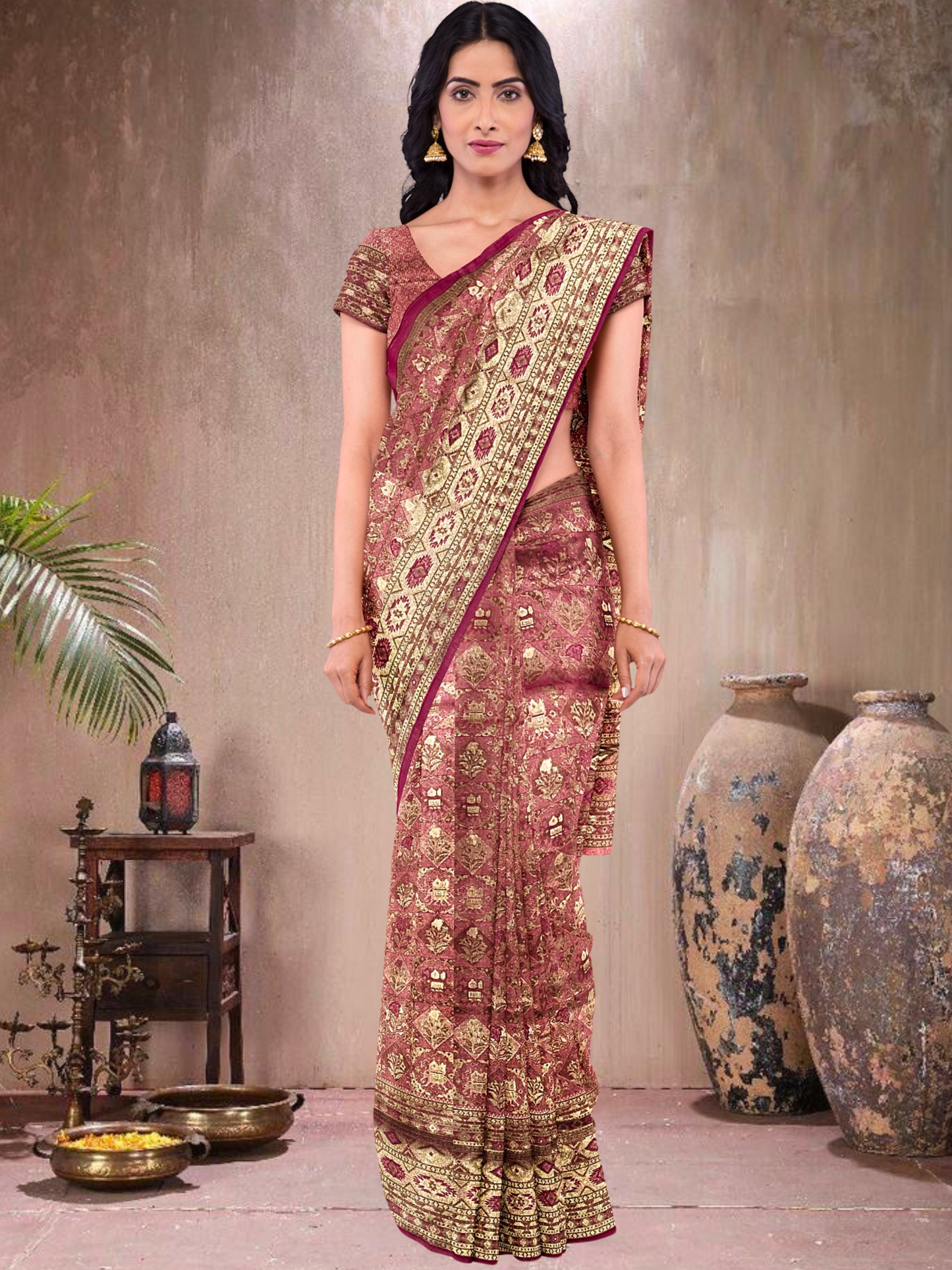 Rani Charm – Satin Tissue Weave Saree (RP-519018)