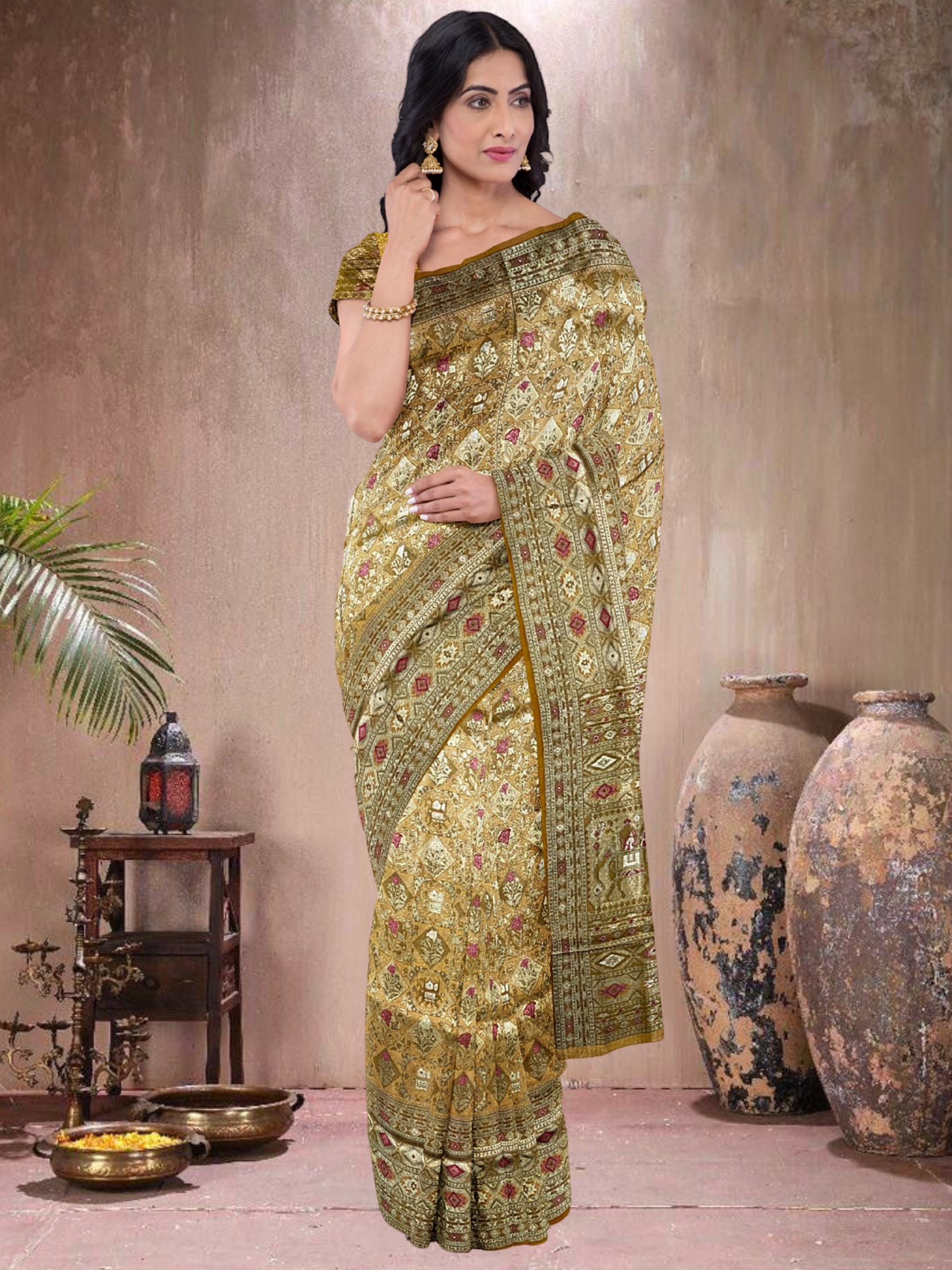 Mustard Grace – Satin Tissue Weave Saree (M-519018)