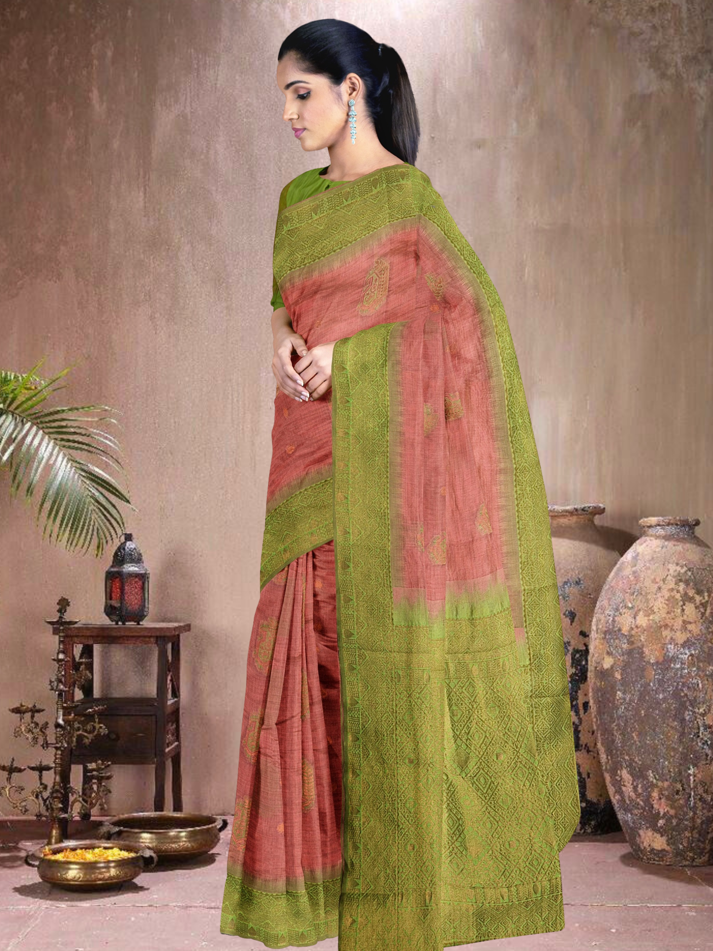 Peach Meadow Cotton Blend Saree (PC-G-514005-3)