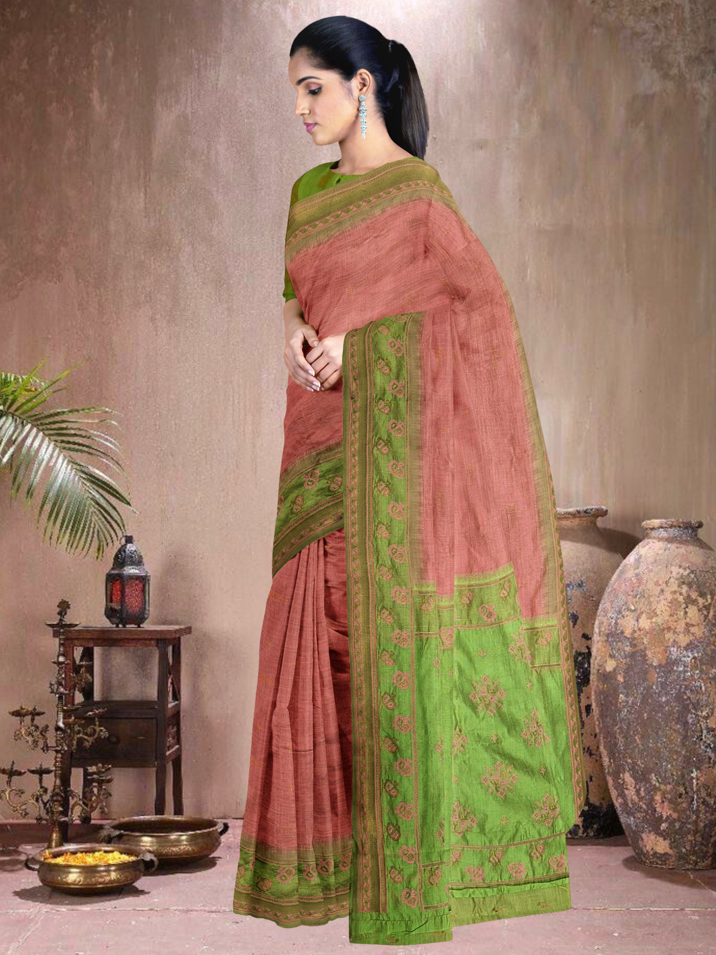Peach Glow Cotton Blend Saree (PC-G-514005-2)