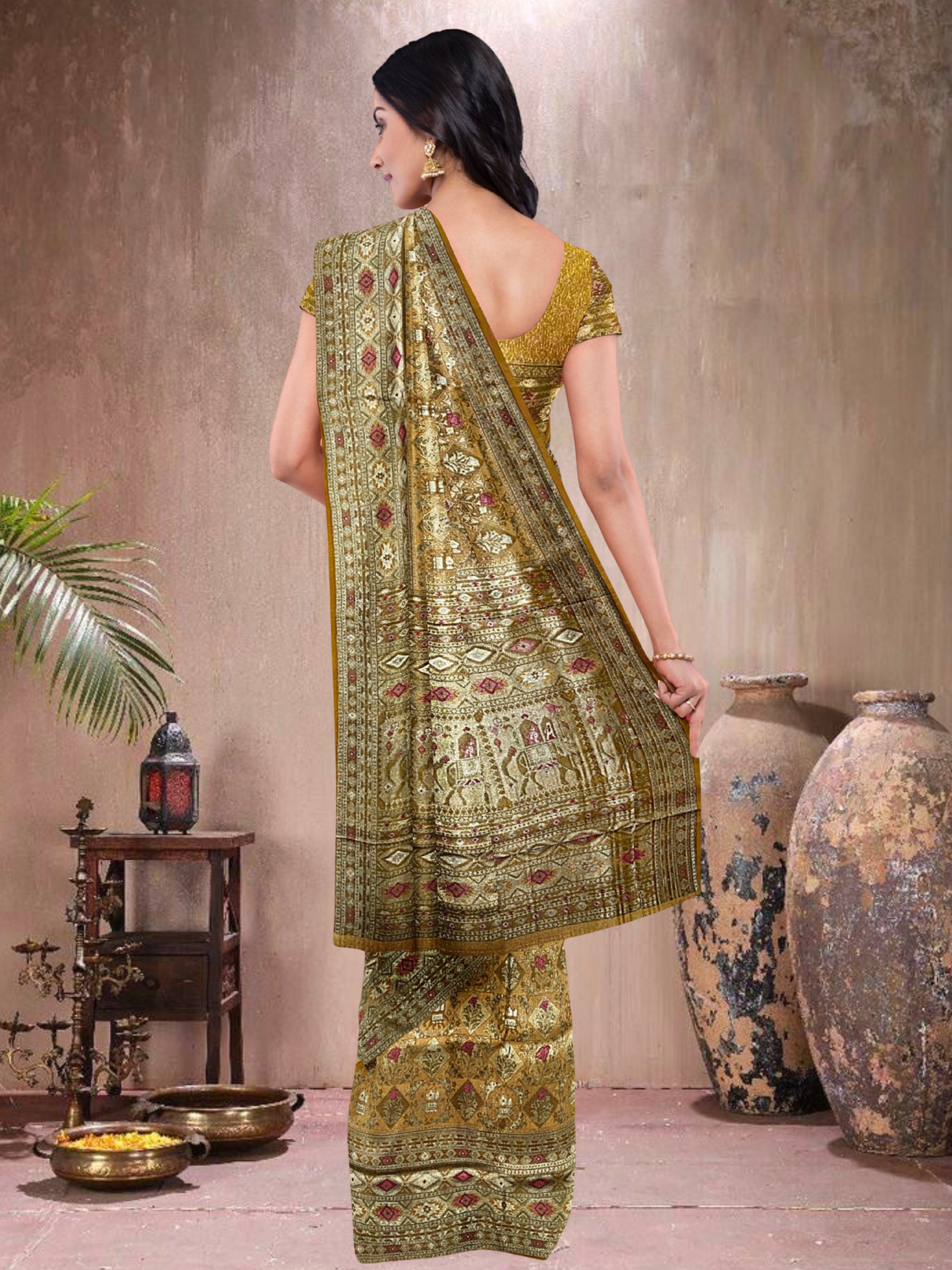 Mustard Grace – Satin Tissue Weave Saree (M-519018)