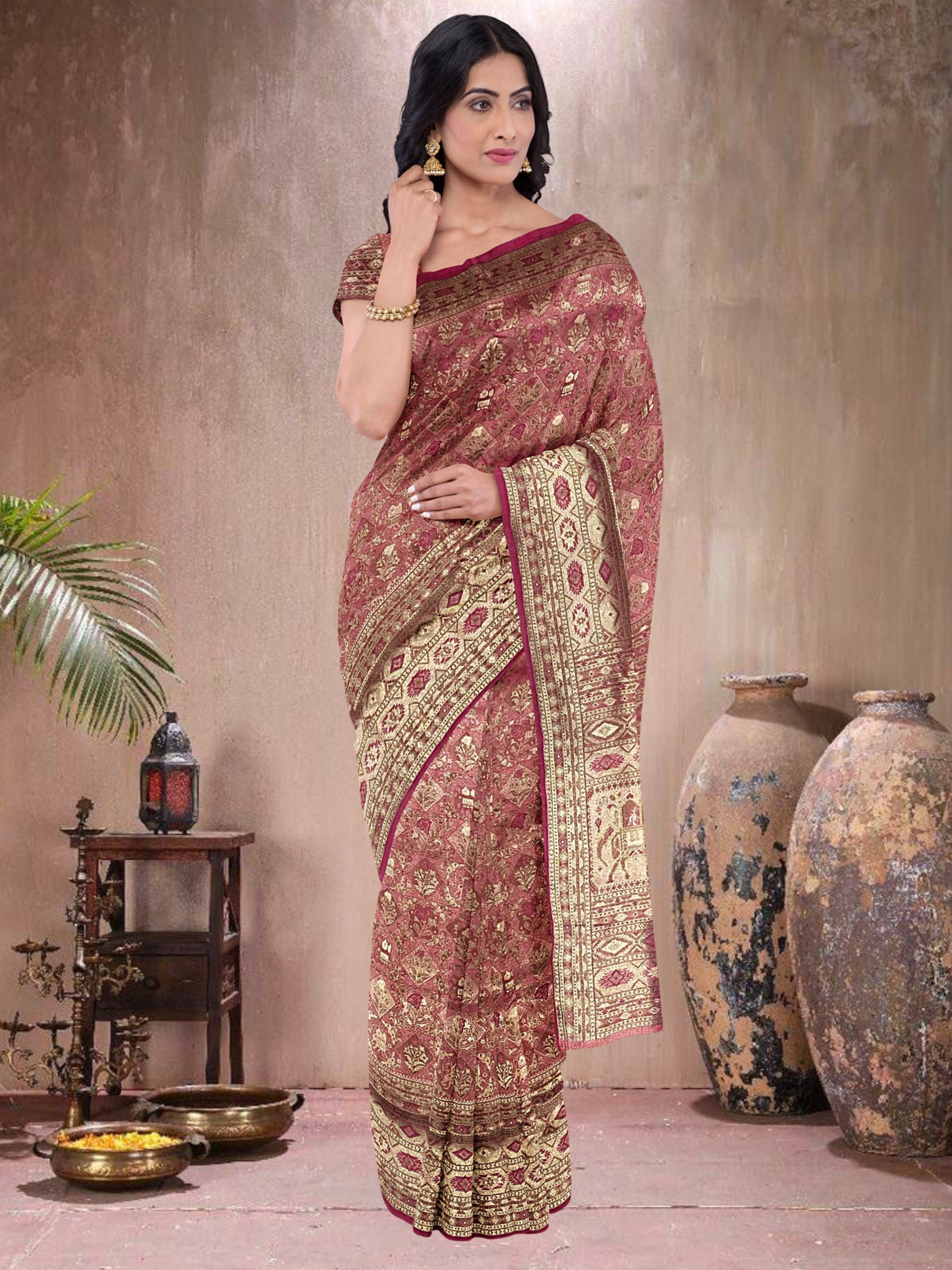 Rani Charm – Satin Tissue Weave Saree (RP-519018)