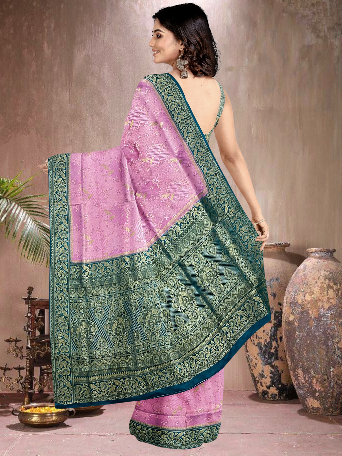 Pink-Rama Charm – Satin Brocade Saree (PI-RM-519012)