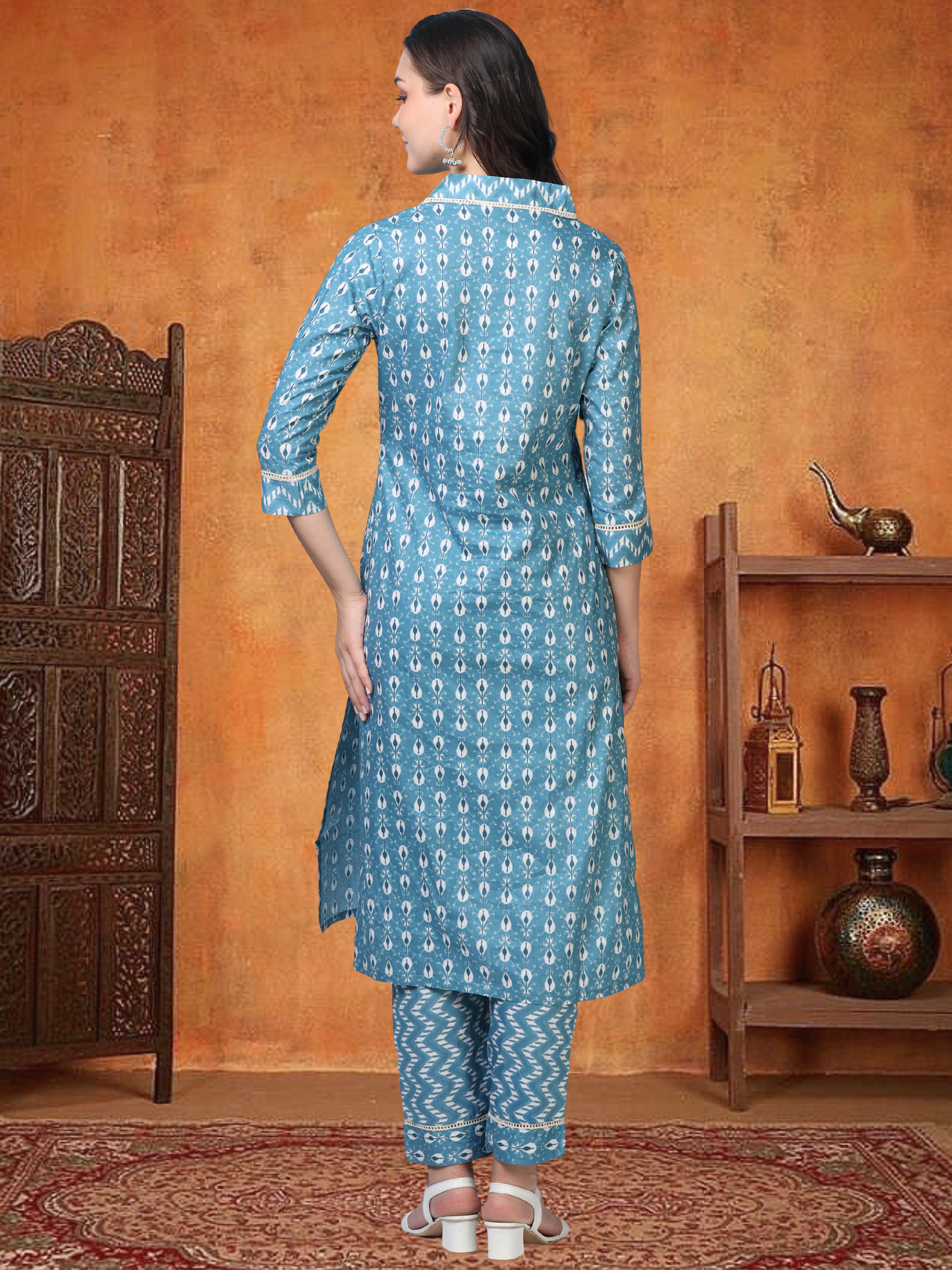 Midnight Hustle – Indigo Blue Embroidered 3-Piece Cotton Set (2DF-6-C12)