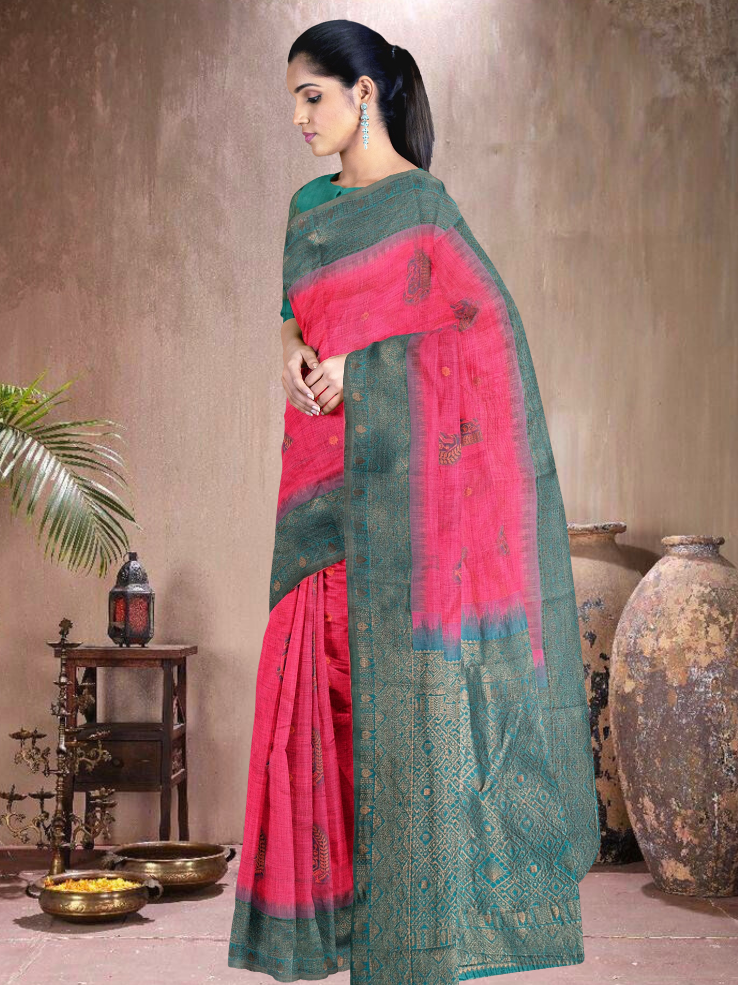 Rose Cotton Blend Saree (RP-RM-514005-3)