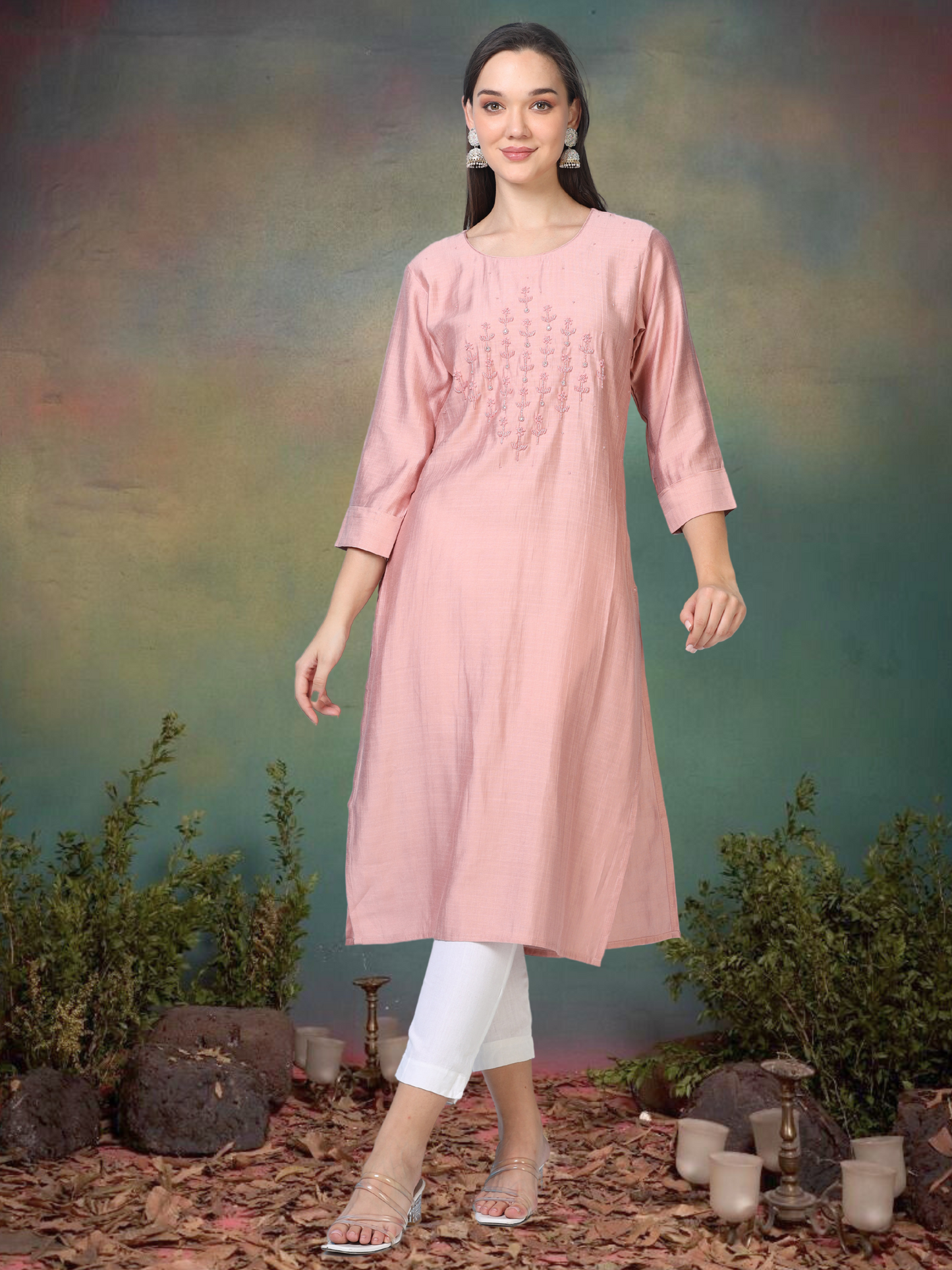 Pretty Please – Baby Pink Raw Silk Kurti (1KB-2-A8)