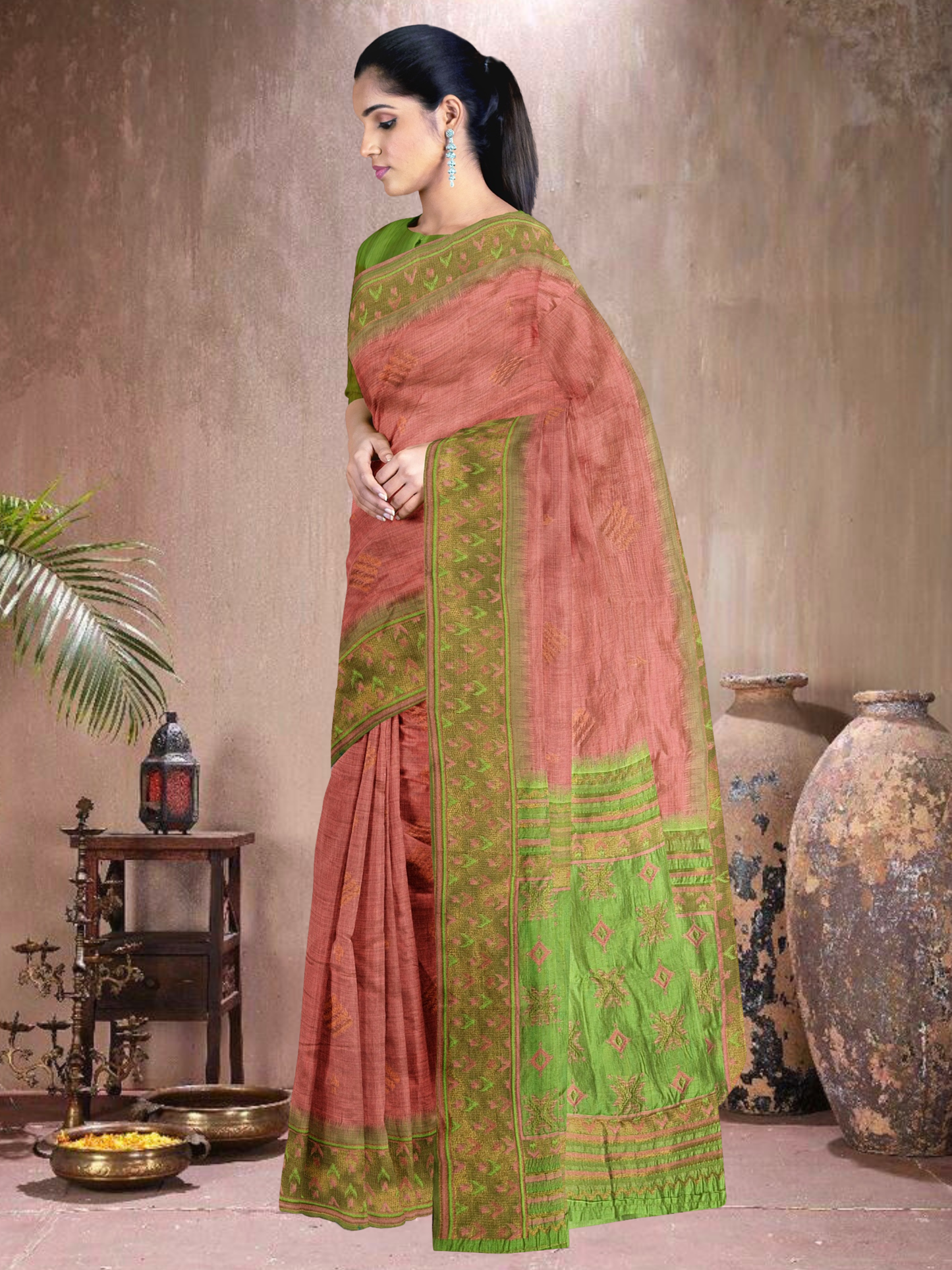 Peach Petal Cotton Blend Saree (PC-G-514005-1)
