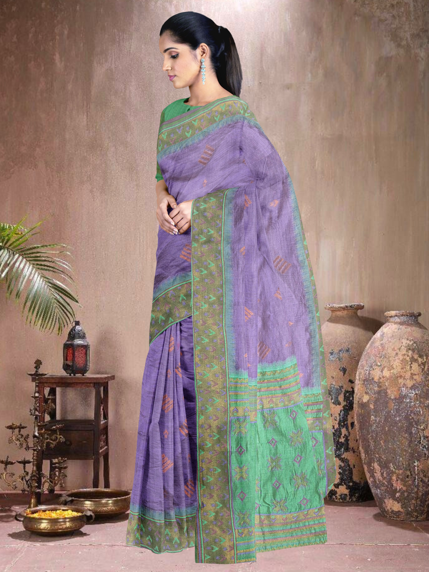 Lavender Lush Cotton Blend Saree (L-RM-514005-1)