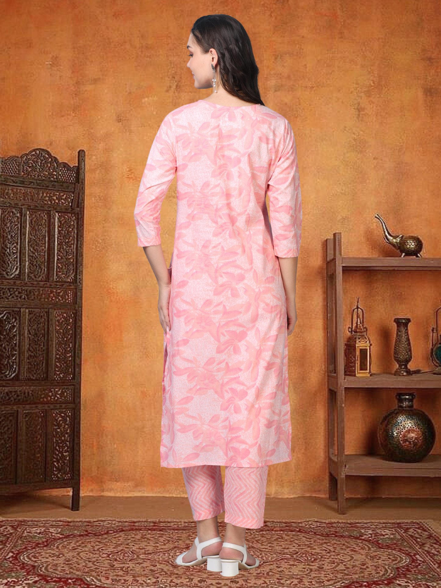Rosy Reverie – Light Pink Printed 3-Piece Set (2DF-2-C15)