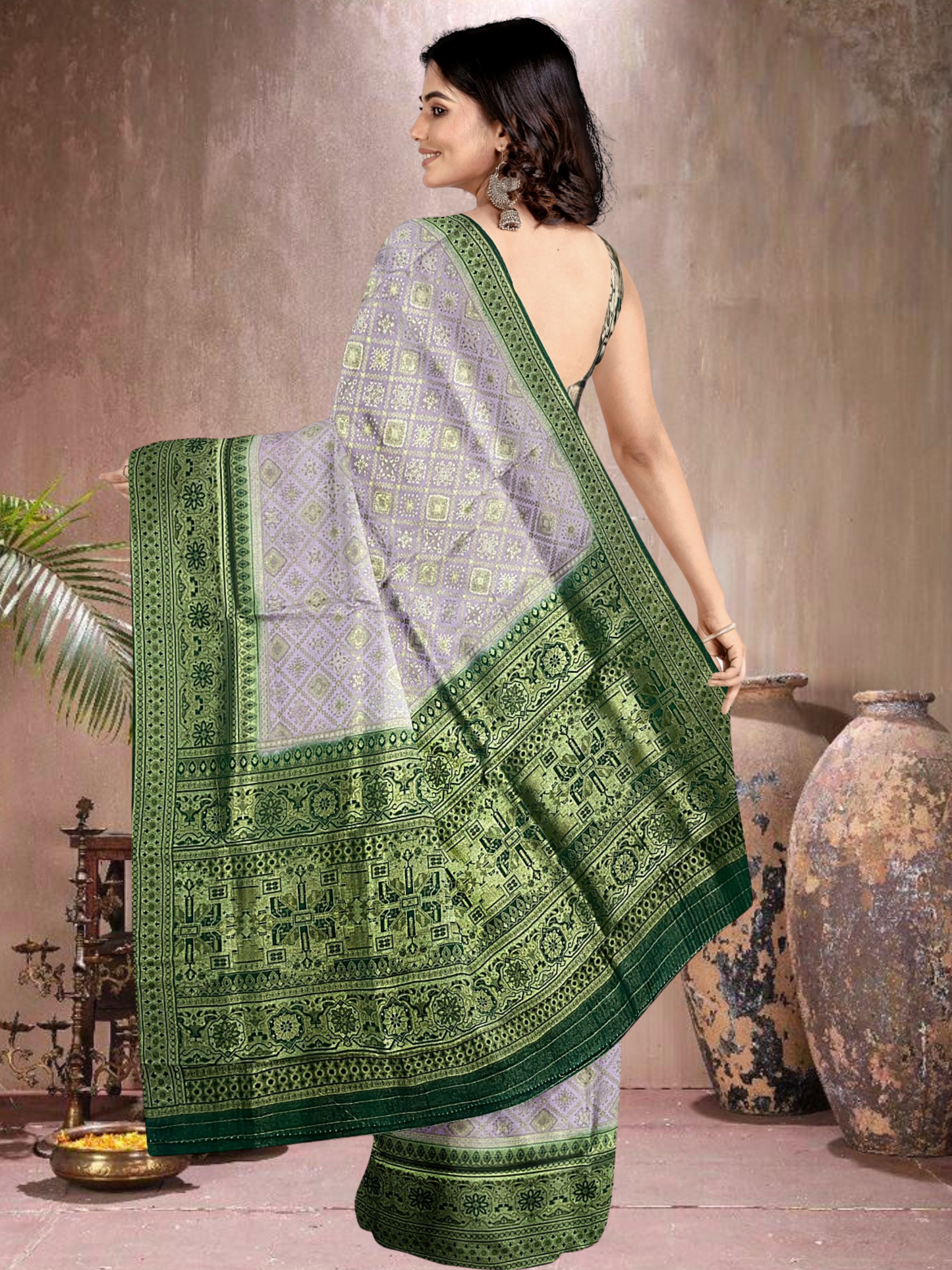 Pink-Green Charm – Satin Brocade Saree (PI-G-519013)