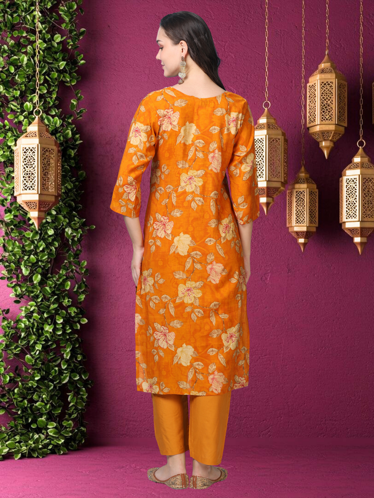 Golden Hour – Mustard Printed Viscose-Cotton 3-Piece Set (1KI-4-C2)