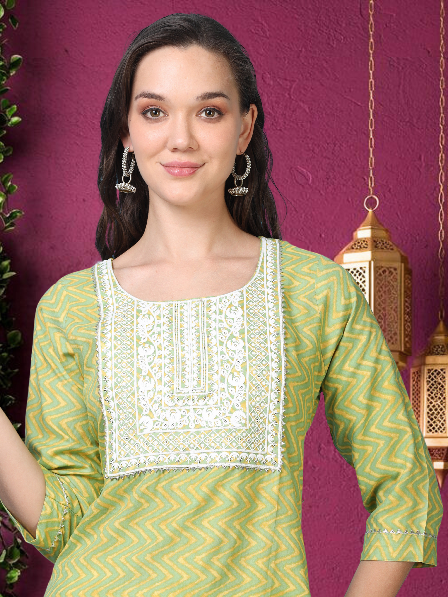 Leheriya Lime – Green Cotton 2-Piece Set (2AA-5-B2)