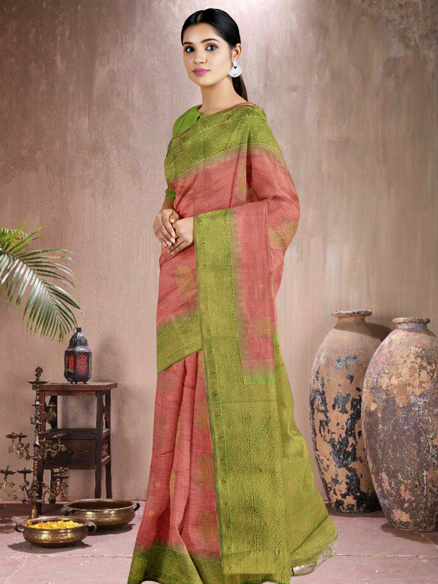 Peach Meadow Cotton Blend Saree (PC-G-514005-3)