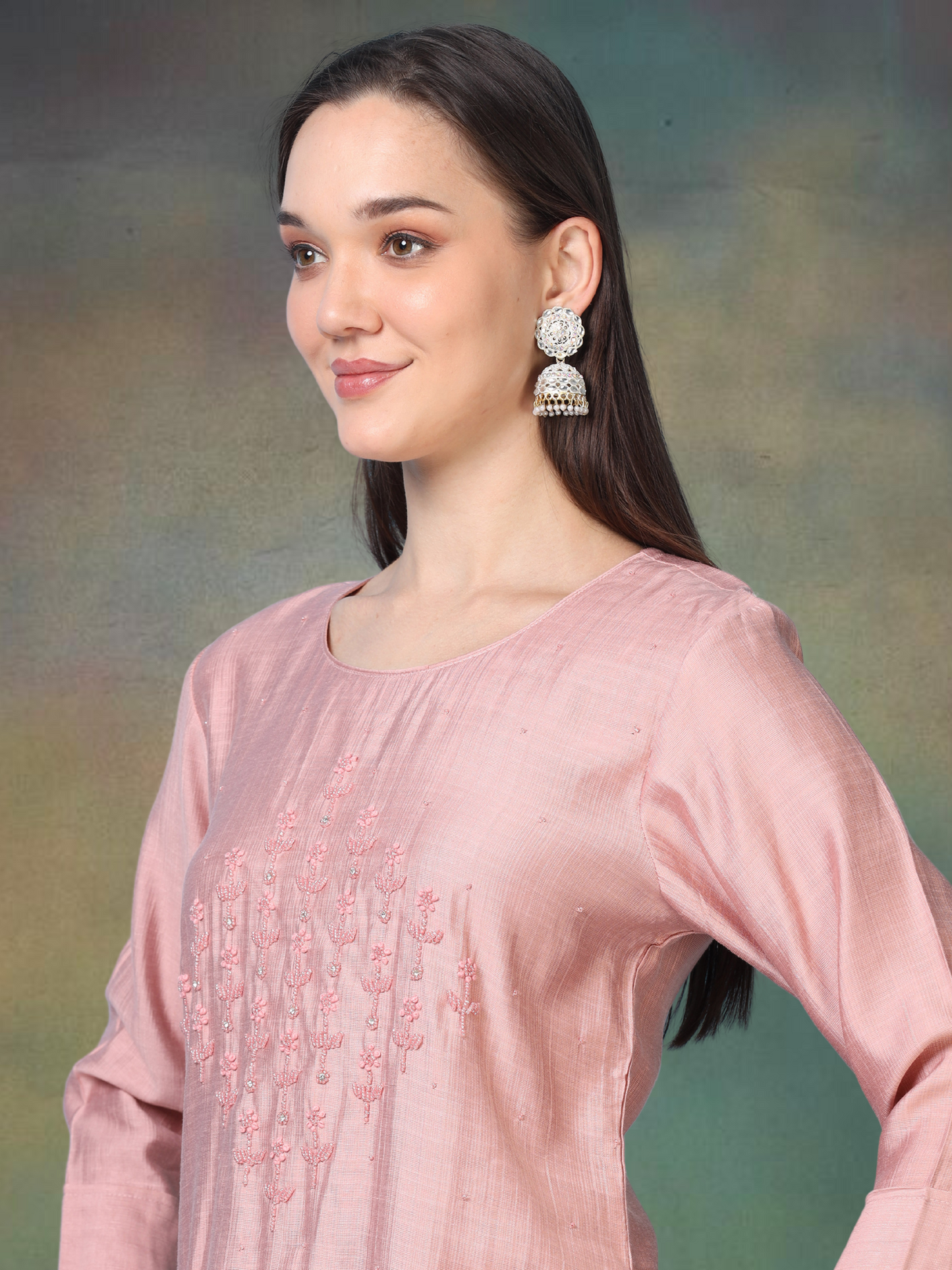 Pretty Please – Baby Pink Raw Silk Kurti (1KB-2-A8)