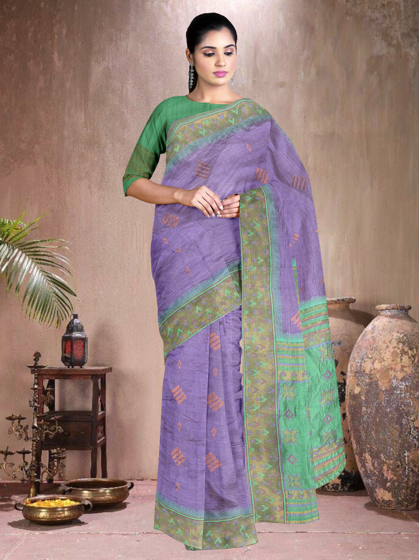 Lavender Lush Cotton Blend Saree (L-RM-514005-1)
