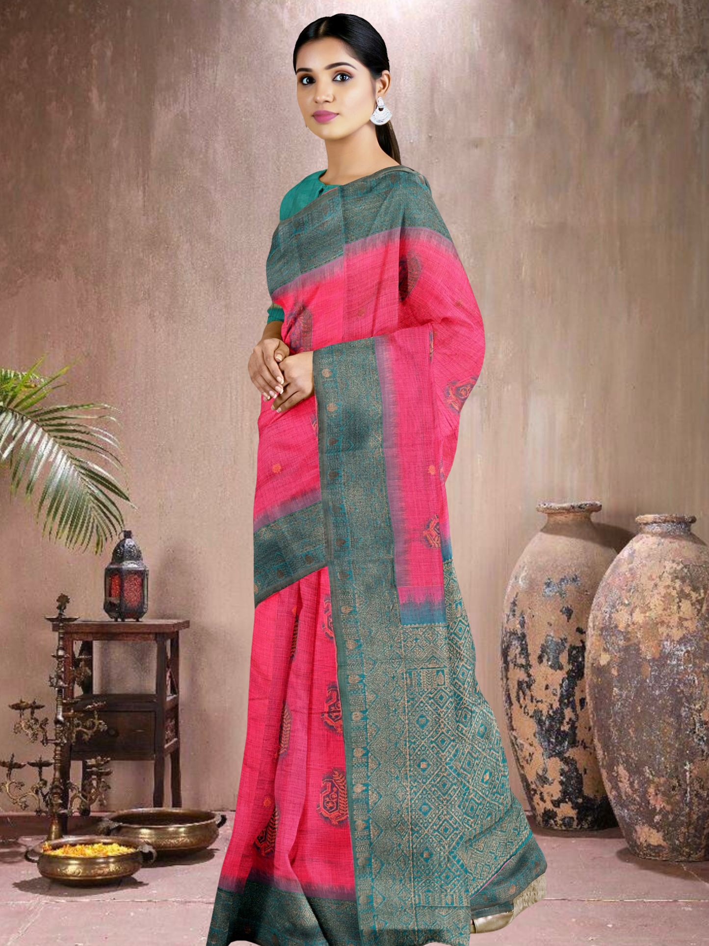 Rose Cotton Blend Saree (RP-RM-514005-3)