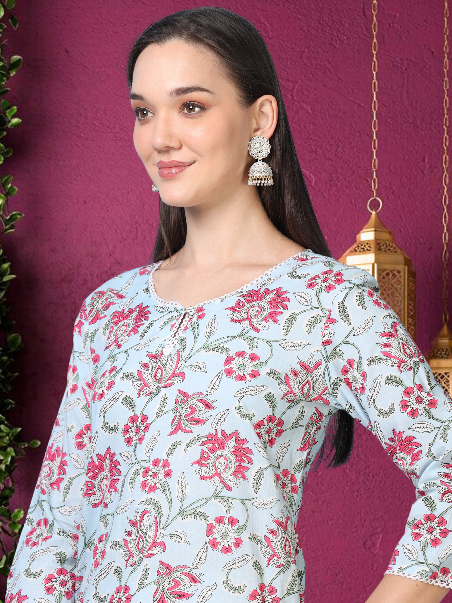 Skyline– Light Blue Cotton Kurti (2TP-6-A4)