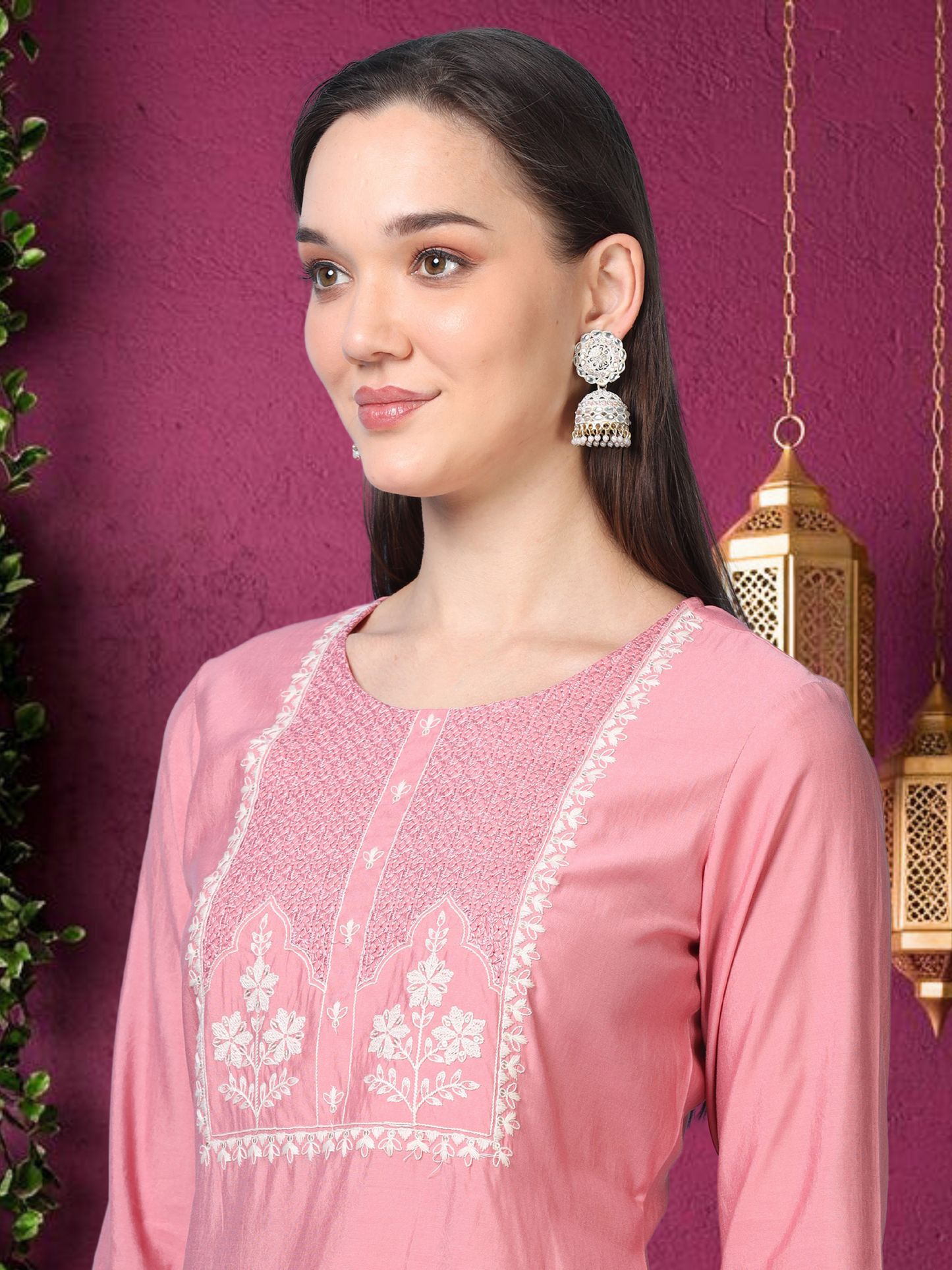 Blush Thread – Light Pink Cotton-Blend Kurti (2AA-2-A1)
