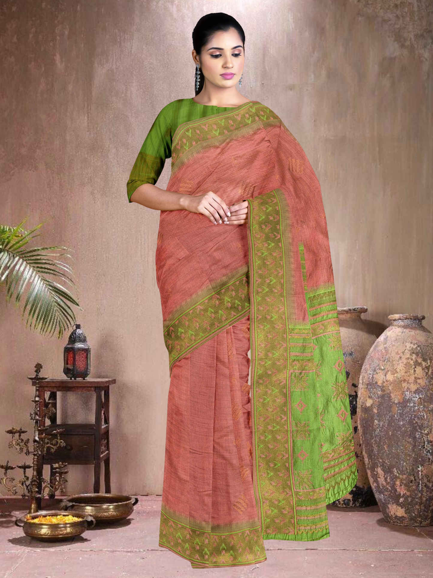 Peach Petal Cotton Blend Saree (PC-G-514005-1)