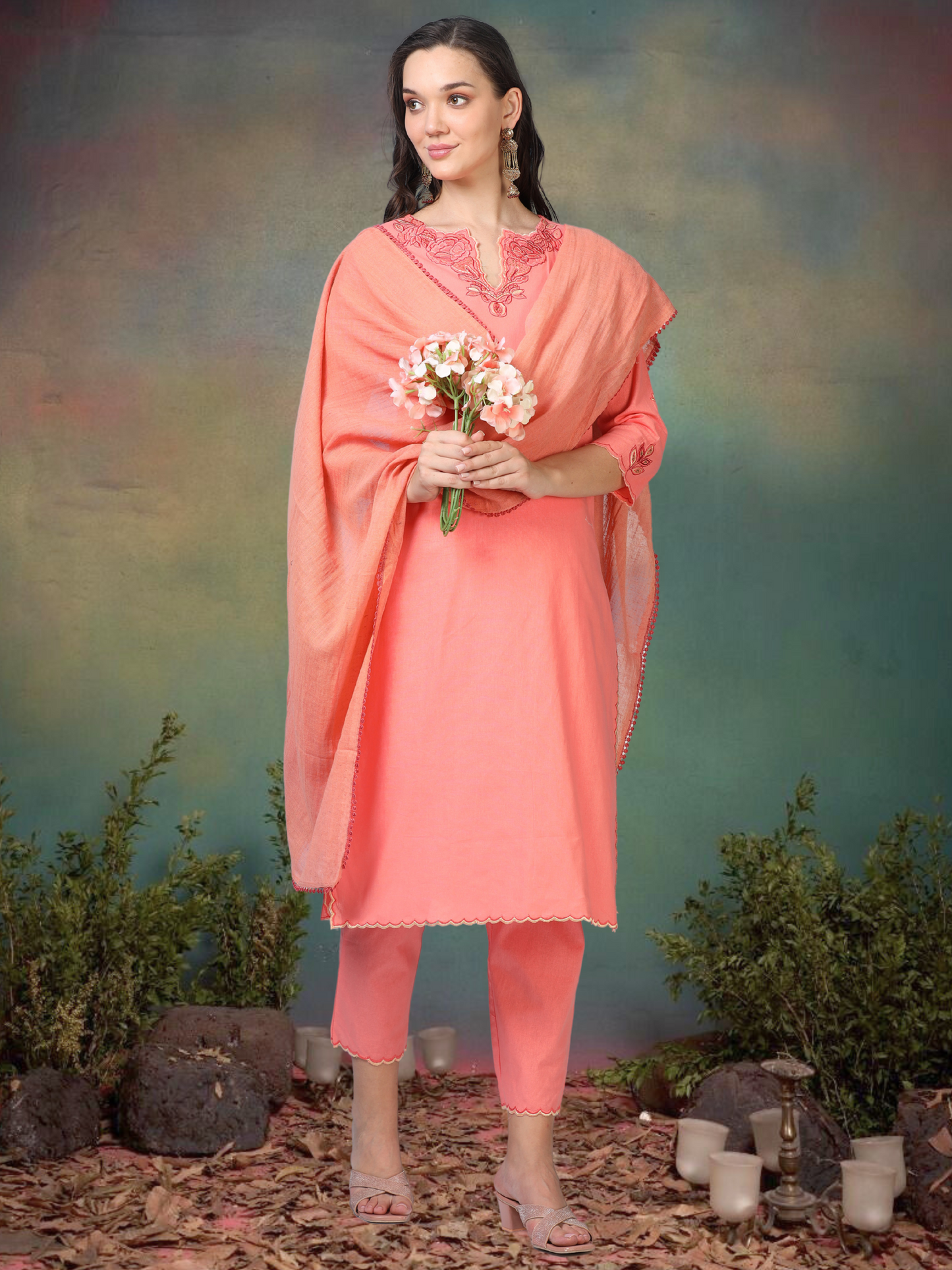 Blush Rush – Baby Pink Handworked 3-Piece Set (1KB-2-C5)