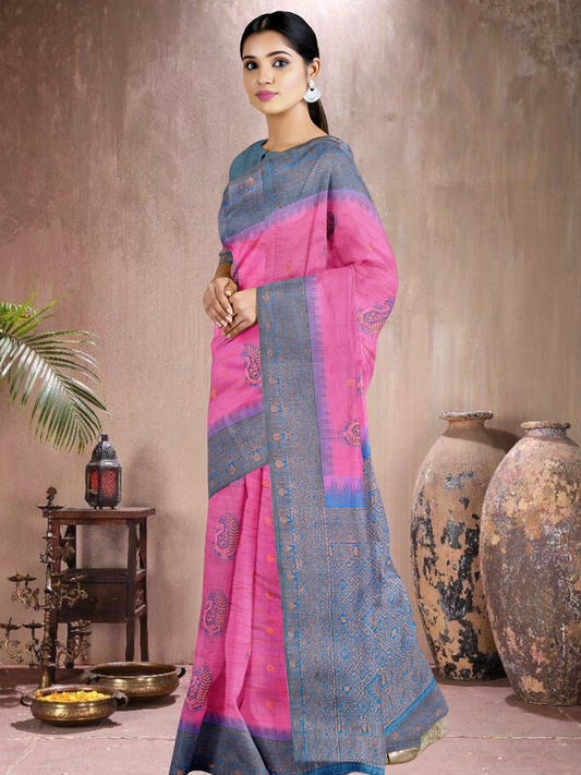 Blush Bloom Cotton Blend Saree (PI-BL-514005-3)