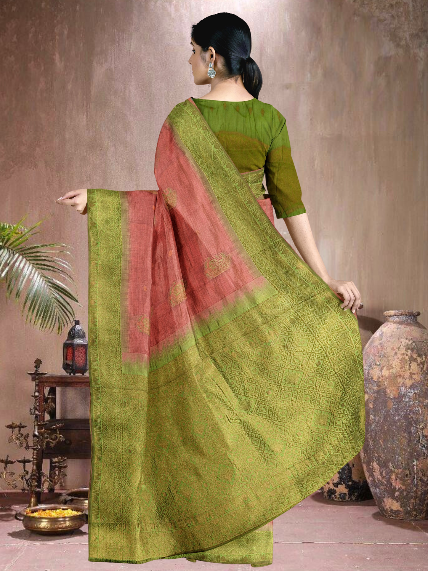 Peach Meadow Cotton Blend Saree (PC-G-514005-3)
