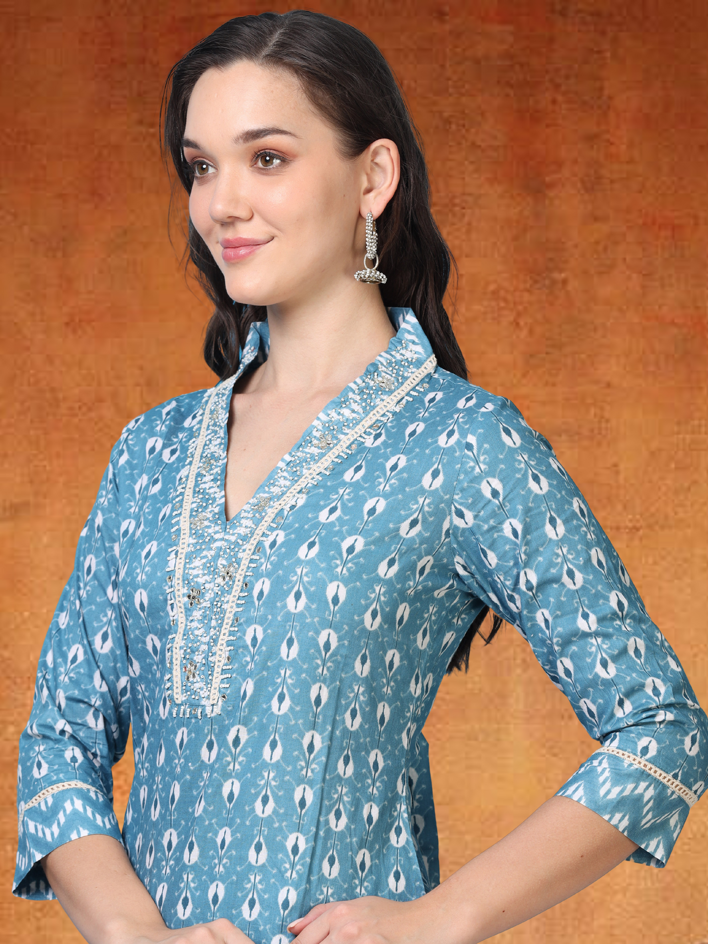Midnight Hustle – Indigo Blue Embroidered 3-Piece Cotton Set (2DF-6-C12)