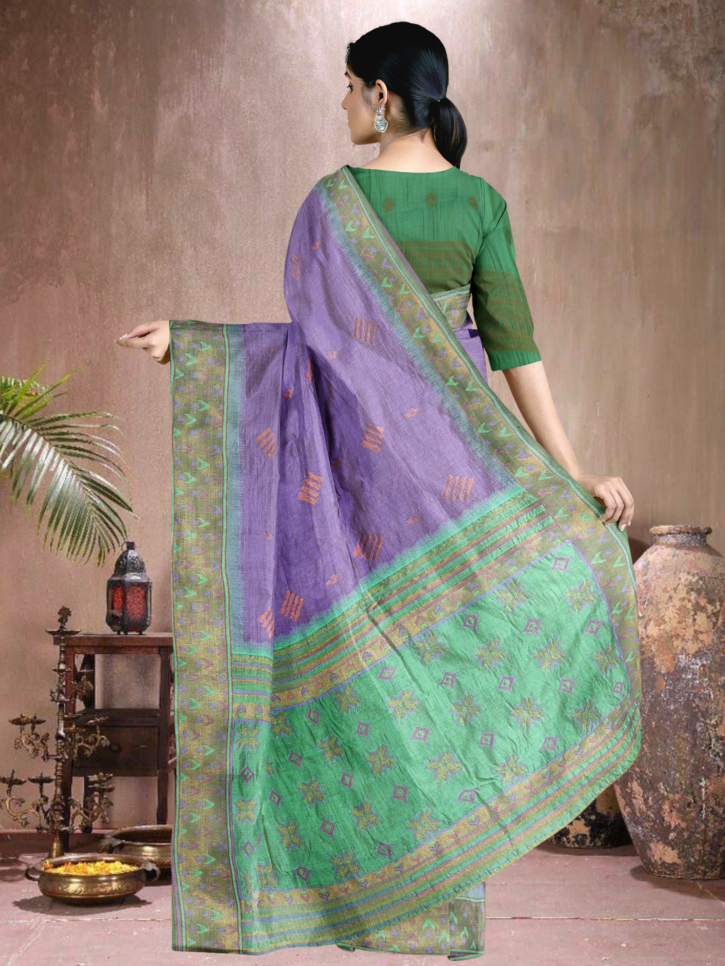 Lavender Lush Cotton Blend Saree (L-RM-514005-1)