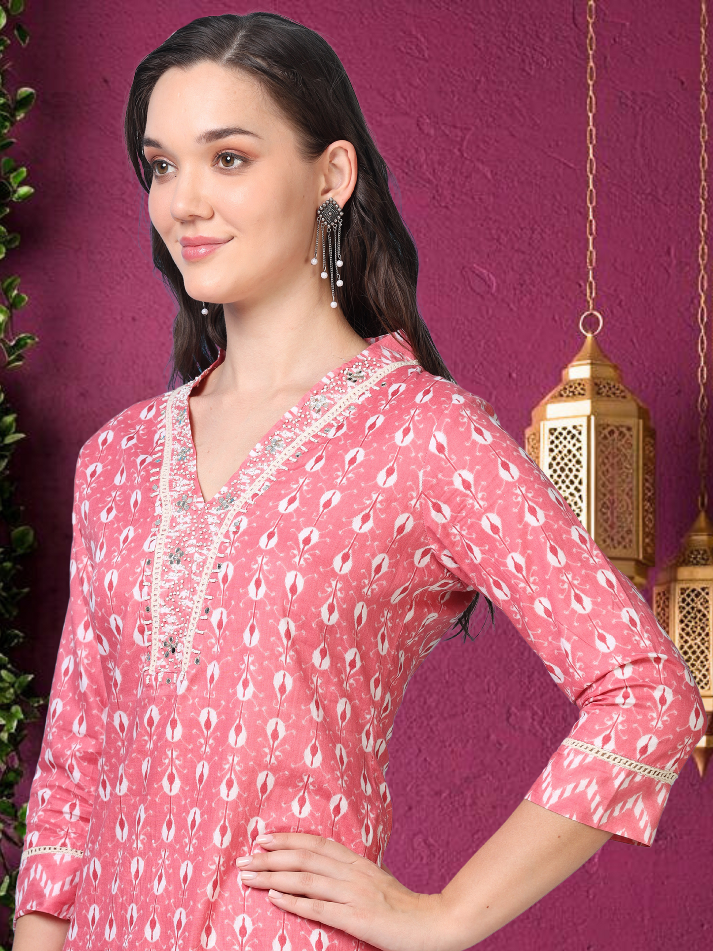 Pink Parade – Handworked Printed 3-Piece Set (2DF-2-C16)