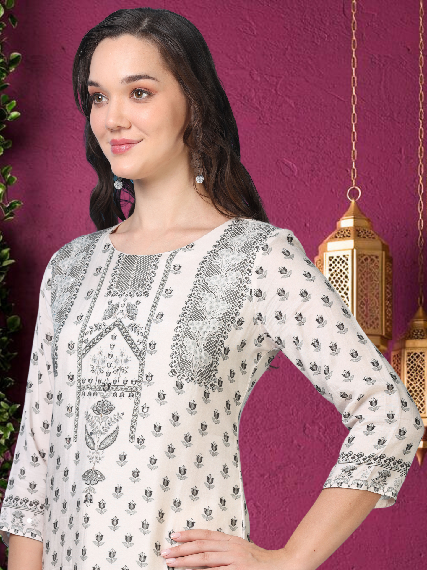 Monochrome Muse – White & Black Printed 3-Piece Set (2AA-9-C1)