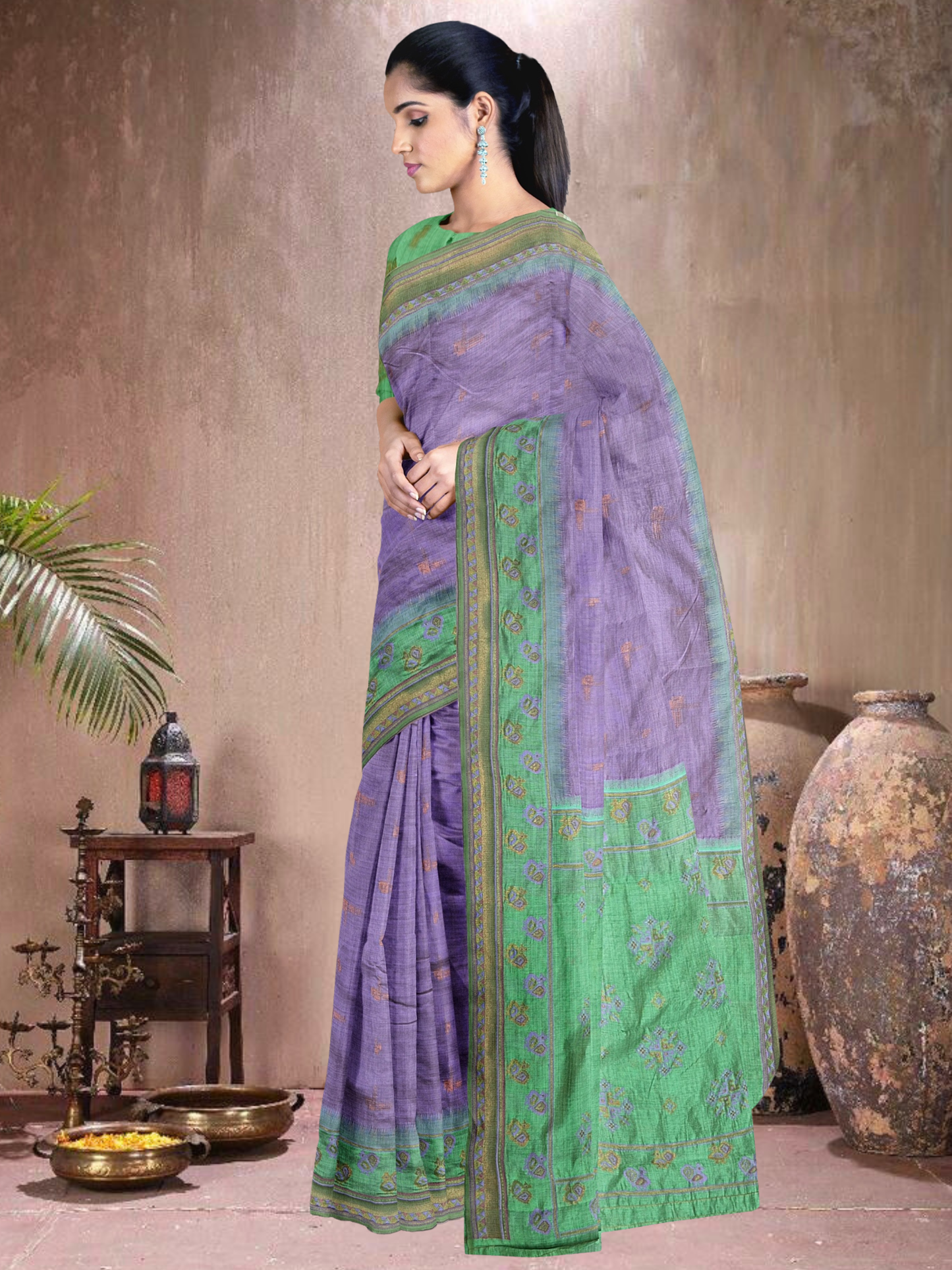 Lavender Serenity Cotton Blend Saree (L-RM-514005-2)