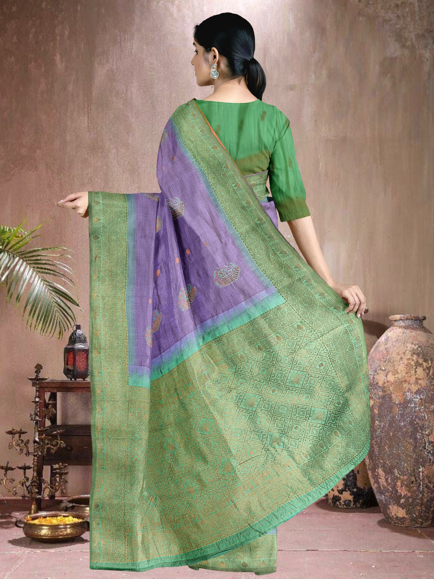 Lavender Mist Cotton Blend Saree (L-RM-514005-3)