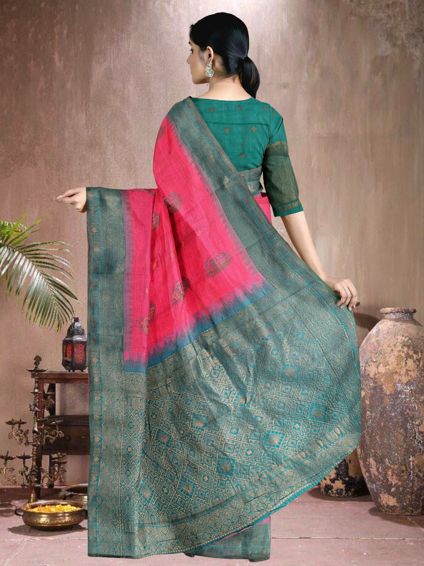 Rose Cotton Blend Saree (RP-RM-514005-3)