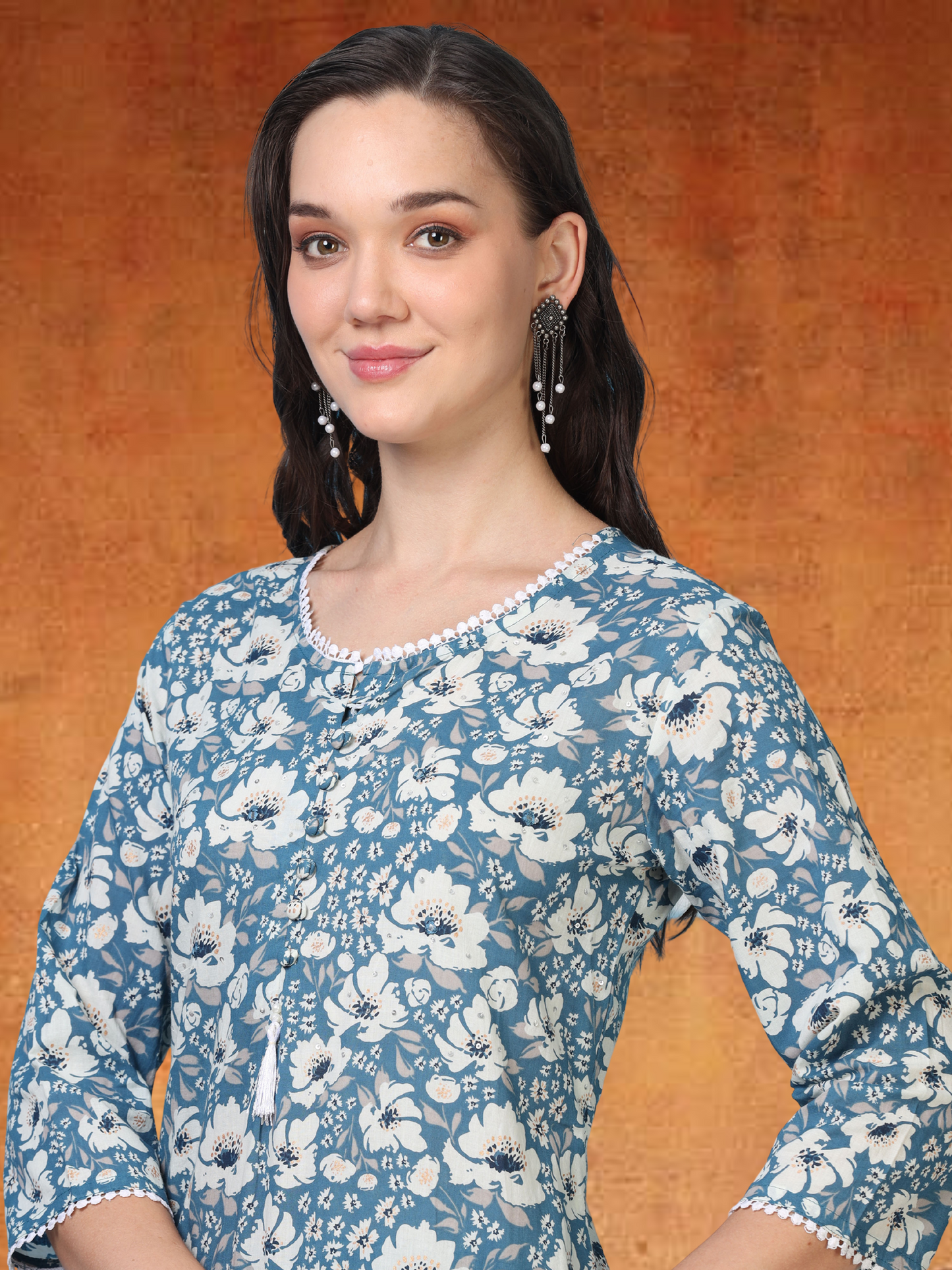 Blue Bloom – Blue & White Printed 3-Piece Set (2TP-6-C19)